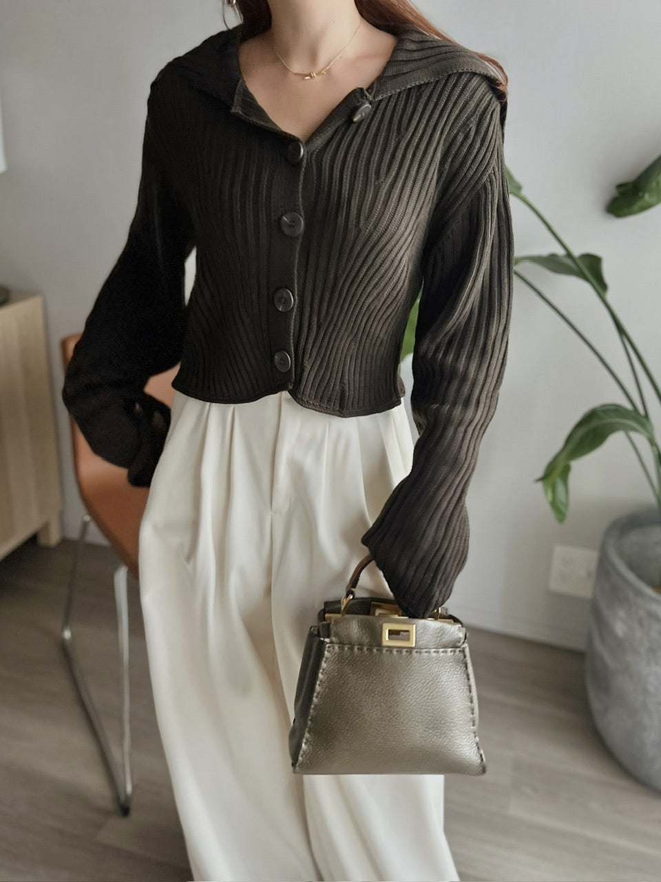 リブボタンニットトップス DPB56340