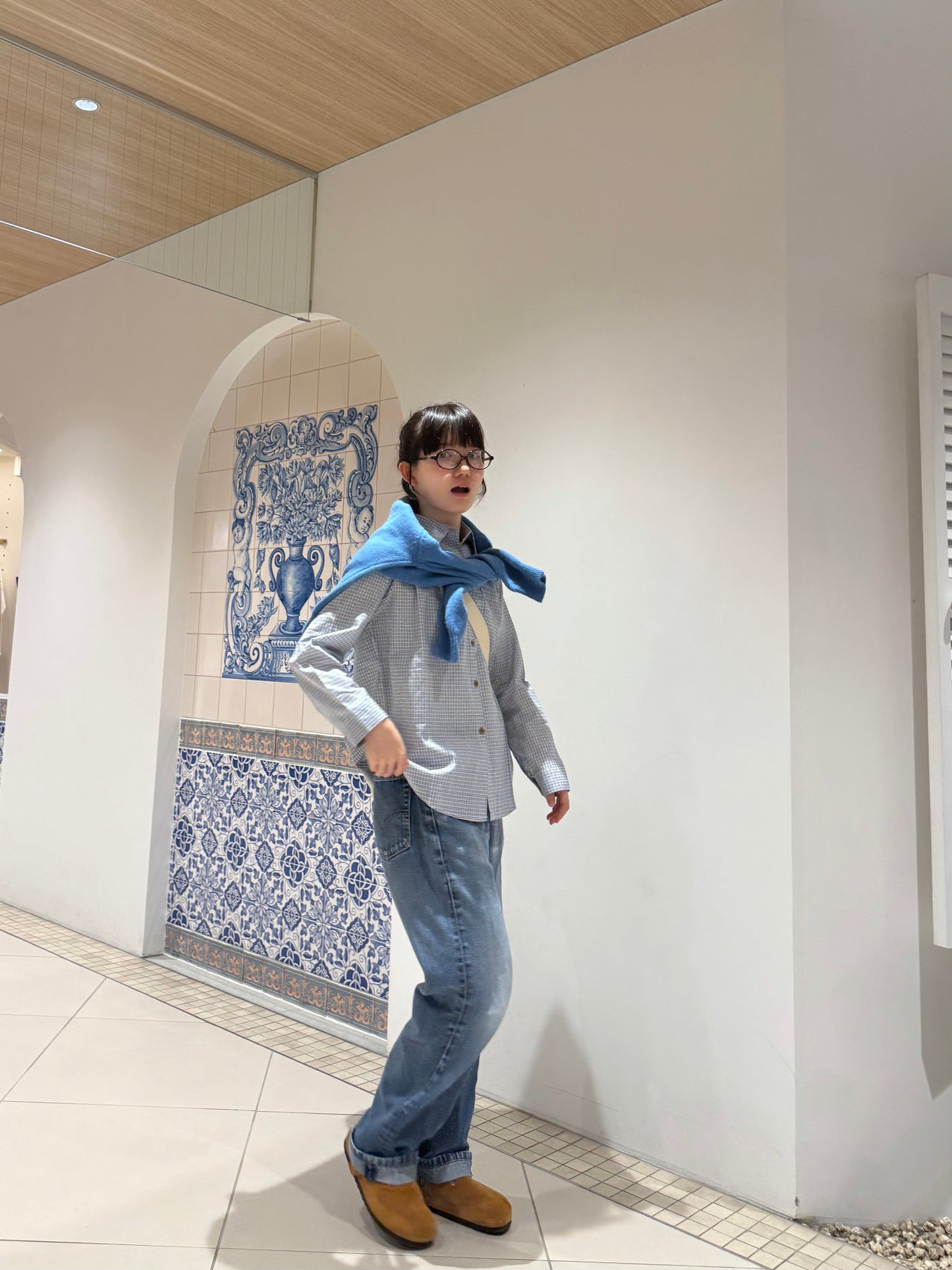 ライトブルーミニチェックシャツ DPA43675