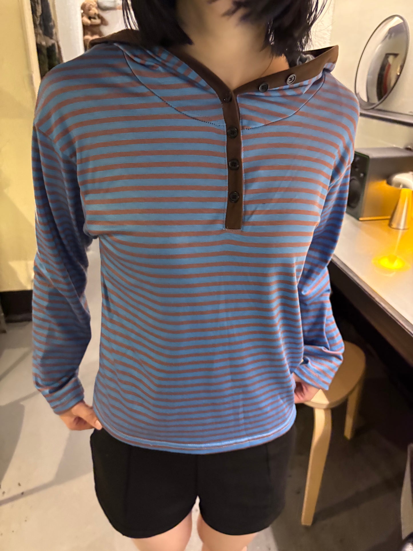 ボーダーヘンリーフーディトップス DPB99007