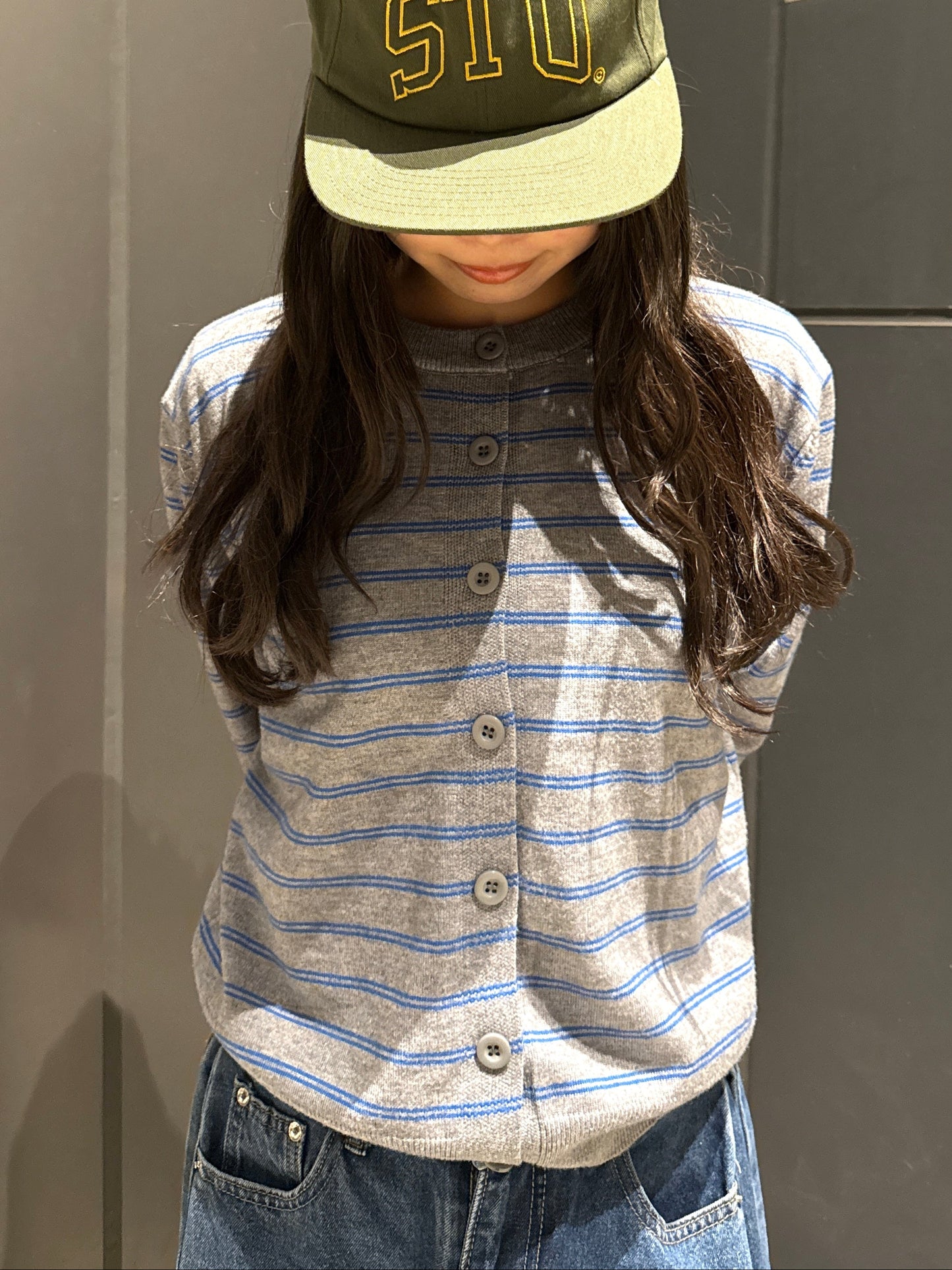 グレーボーダーカーディガン DPC01013