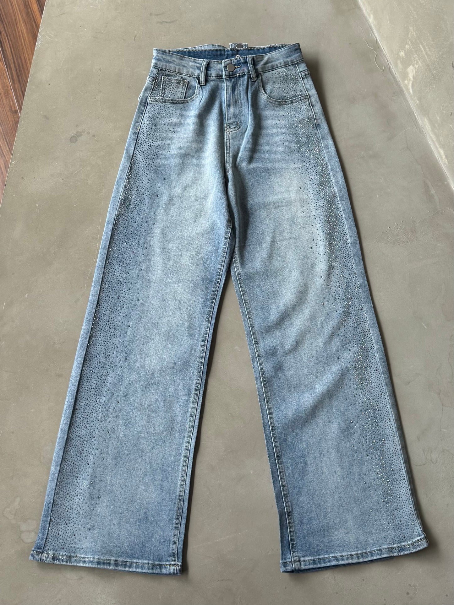 バックリボンストーンデニムパンツ DPB86305