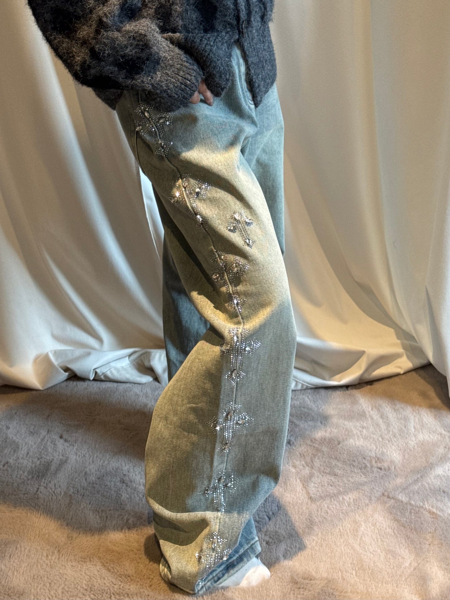 サイドクロスビジューデニムパンツ DPB86169