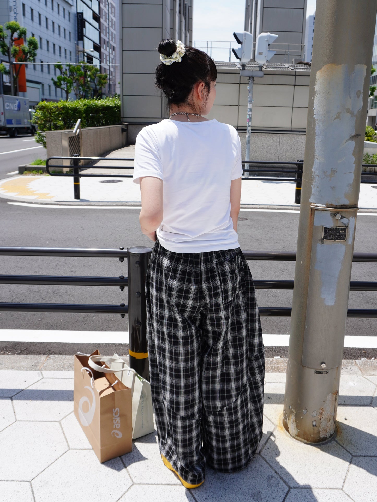 切替デザインチェックワイドパンツ DPB85215