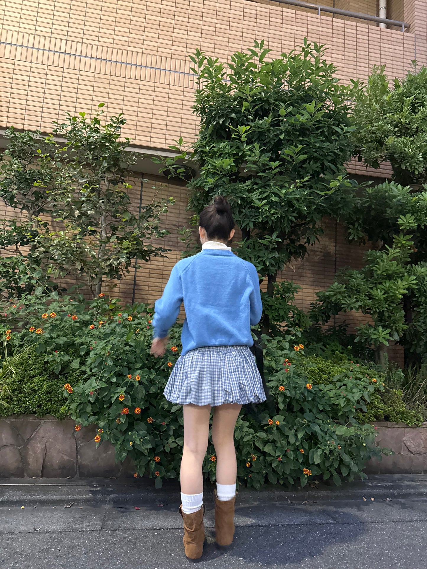 ブルーチェックバルーンスカート DPA43688