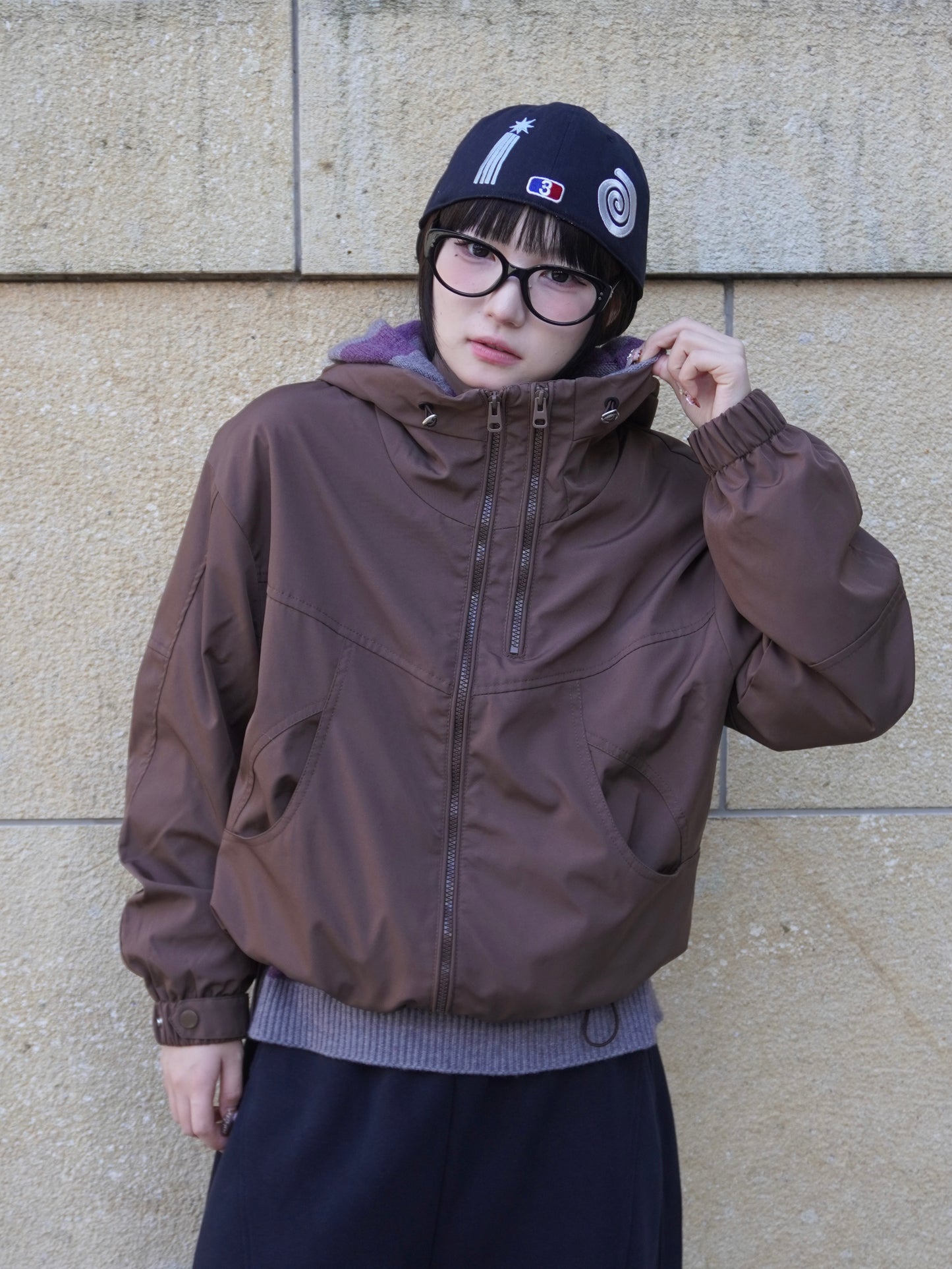 ブラウンナイロンパーカー DPB85371