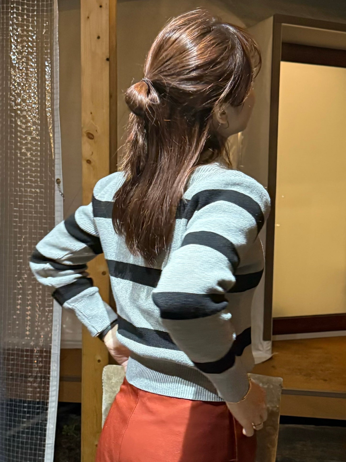 ハーフジップボーダーニット DPB47484