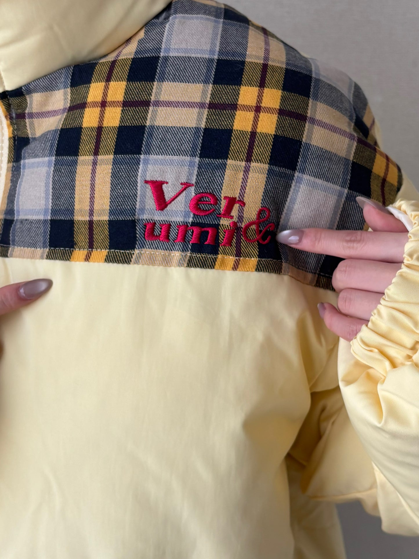 イエローチェックダウンジャケット DPB88103