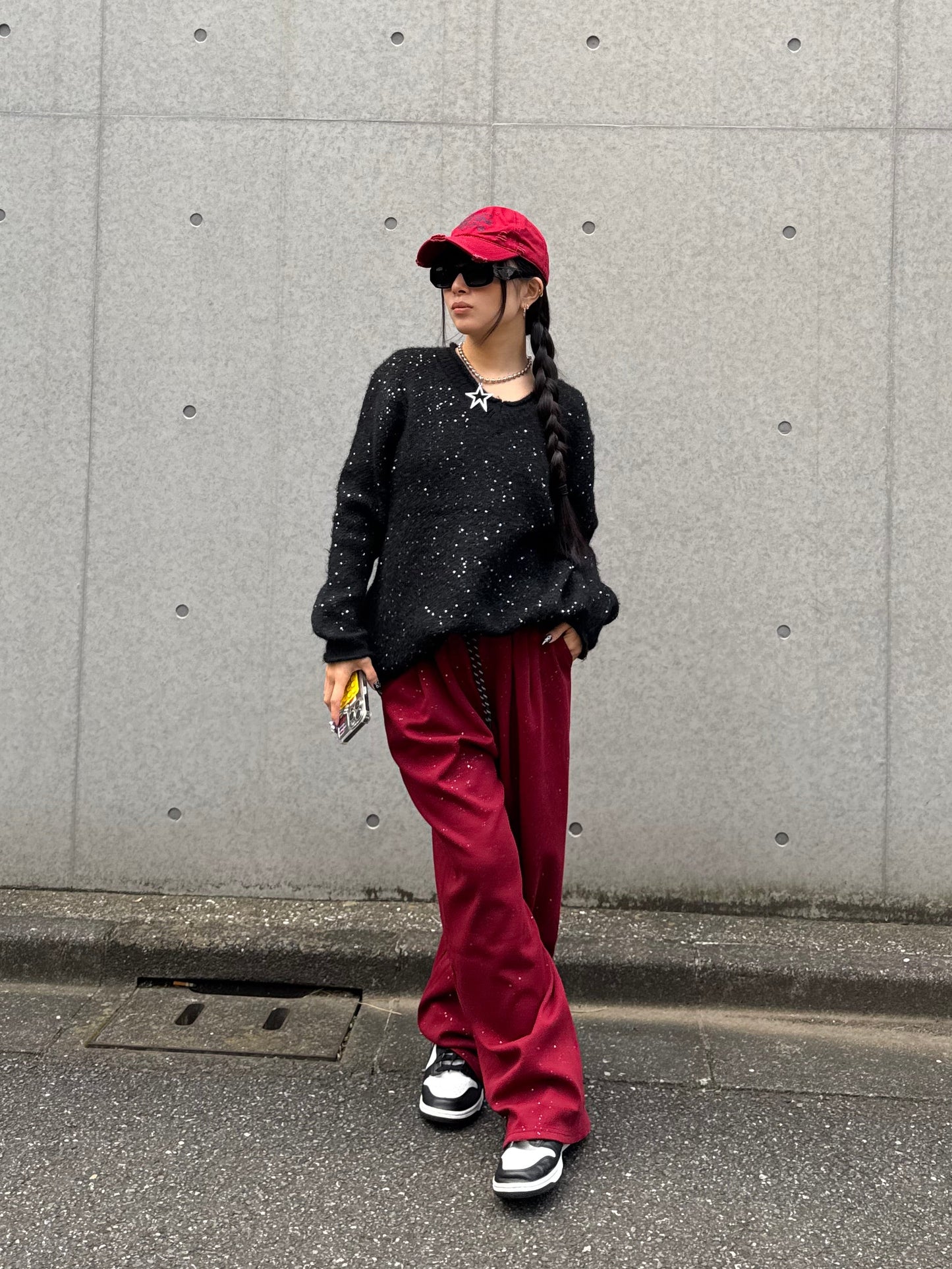 Vネックラメニット DPB86142