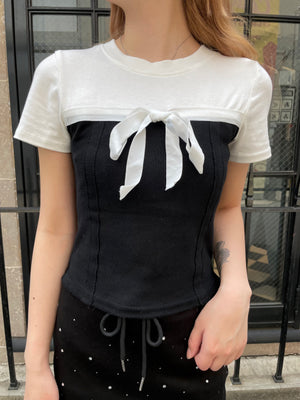 バイカラーリボンTシャツ DPB68076