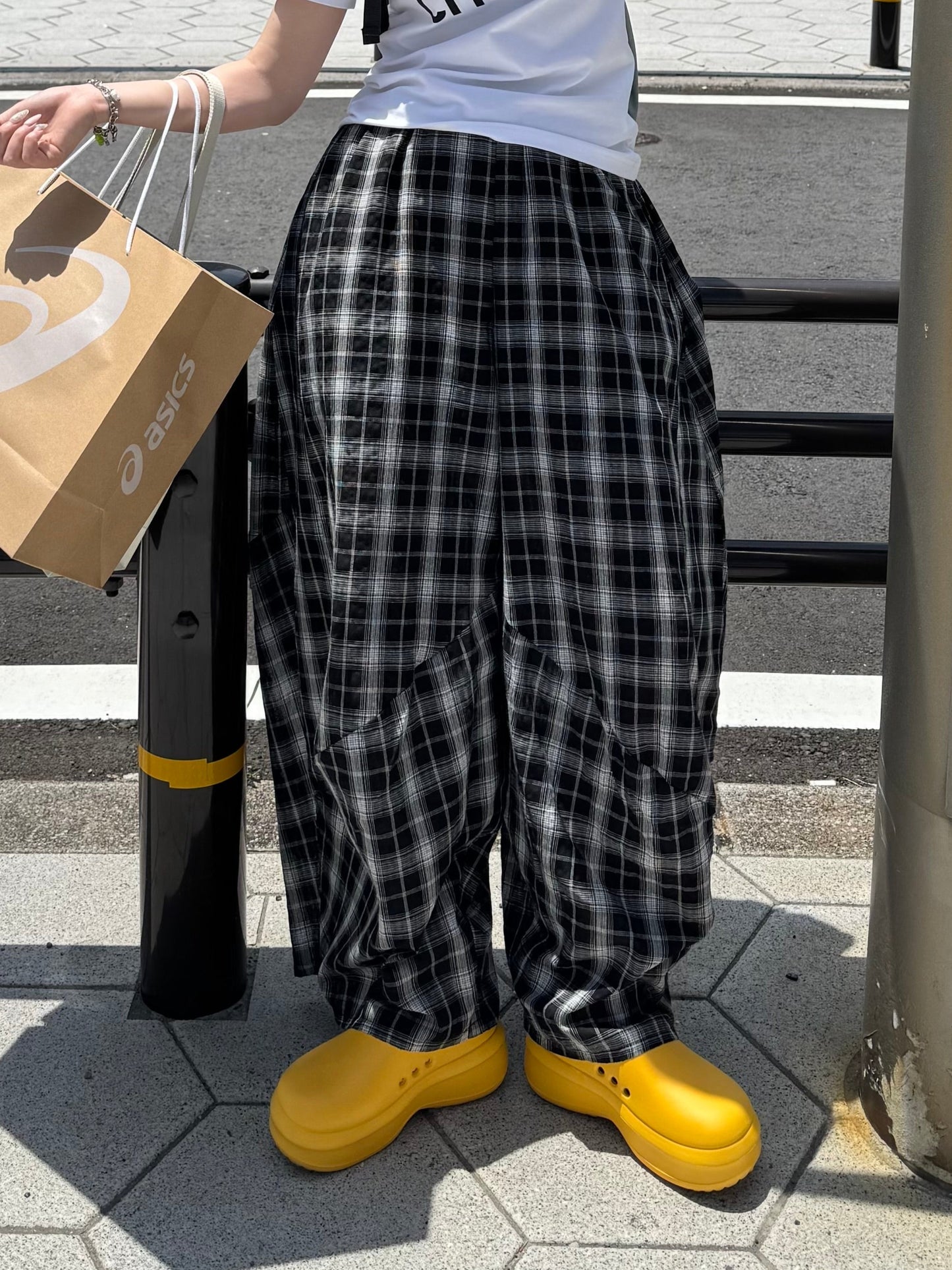 切替デザインチェックワイドパンツ DPB85215