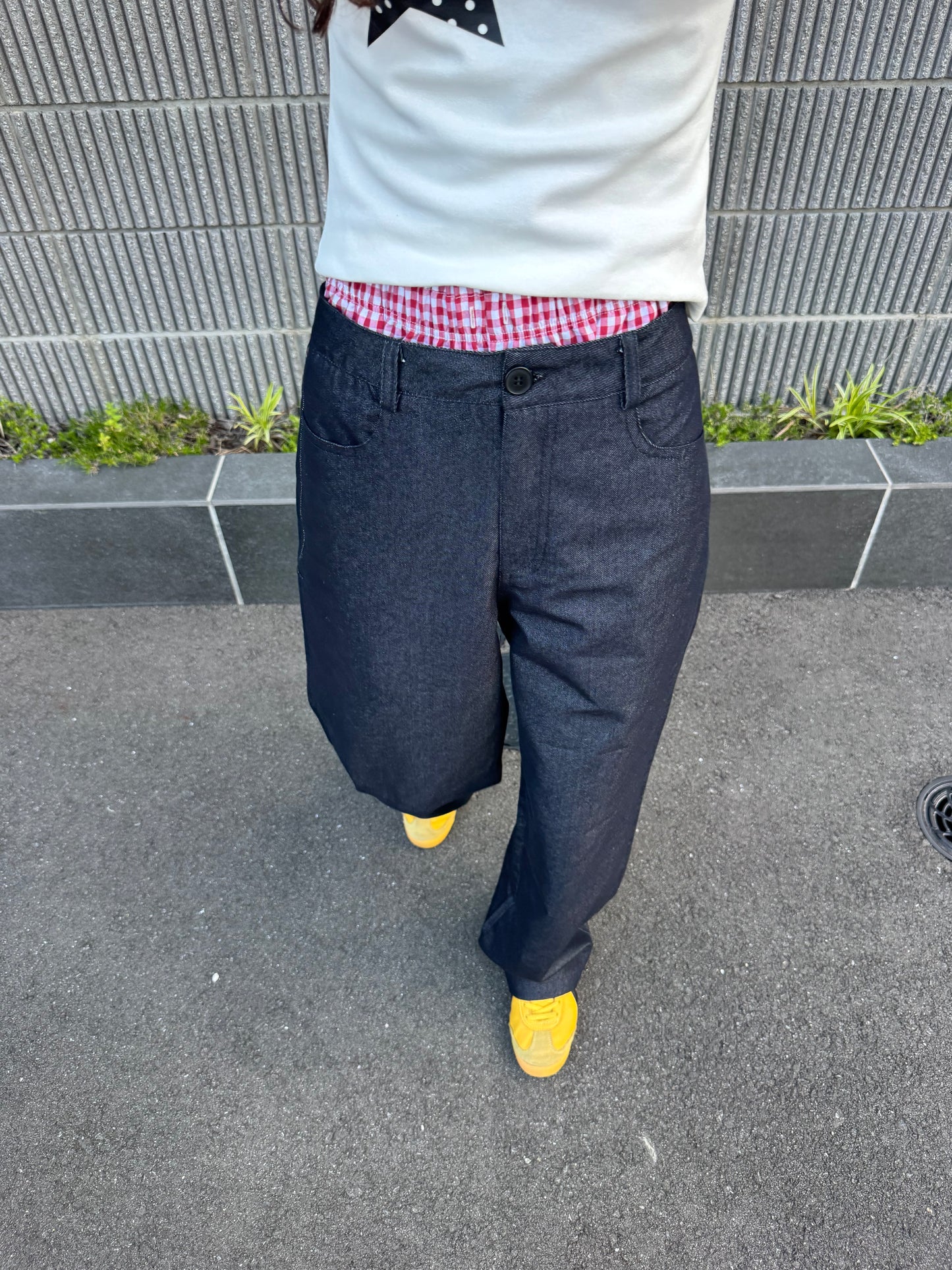 バックポケットステッチワイドデニムパンツ DPC07024