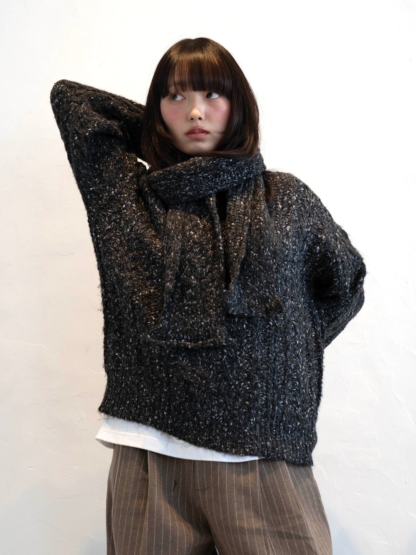 マフラー付きマーブルニット DPC02002