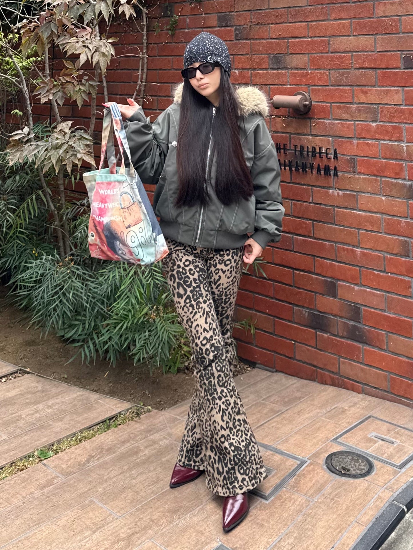 バックロゴフレアレオパードパンツ DPB86160