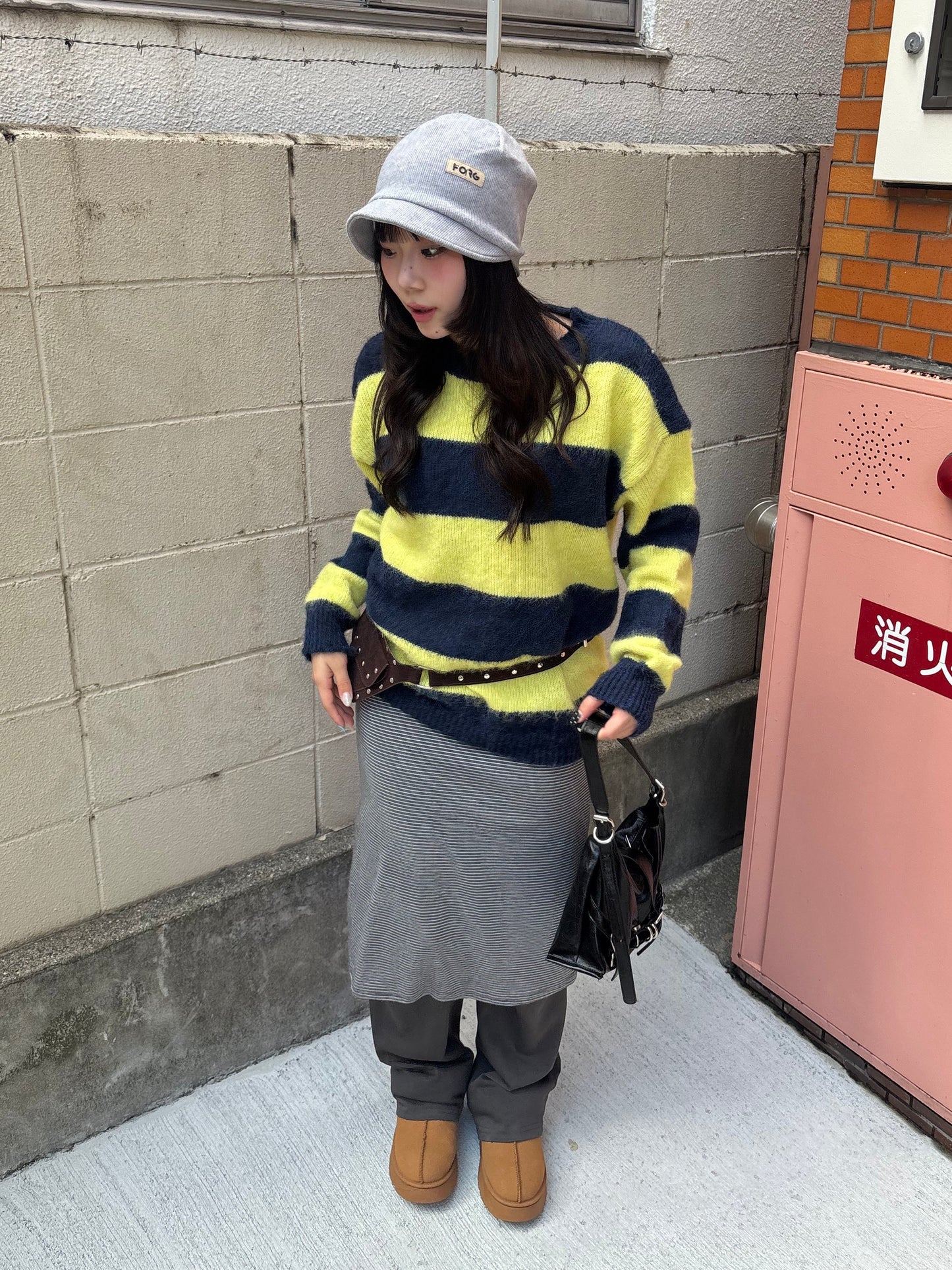 ストライプレイヤードスカートパンツ DPB89143