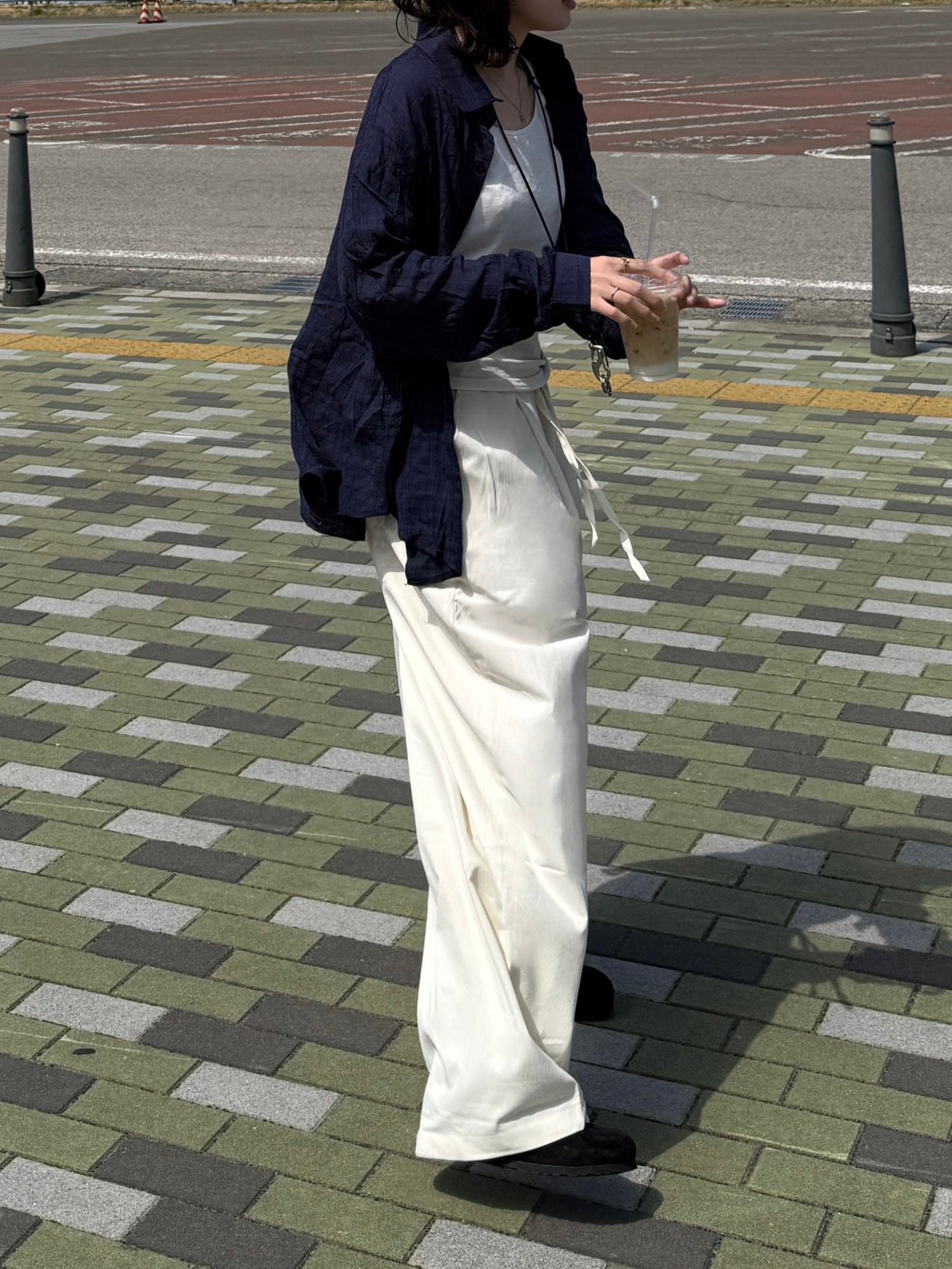 ネイビーチェックルーズシャツ DPC03041