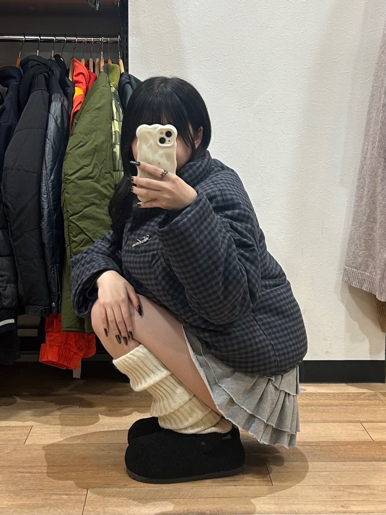 チェックショートダウンジャケット DPB98012