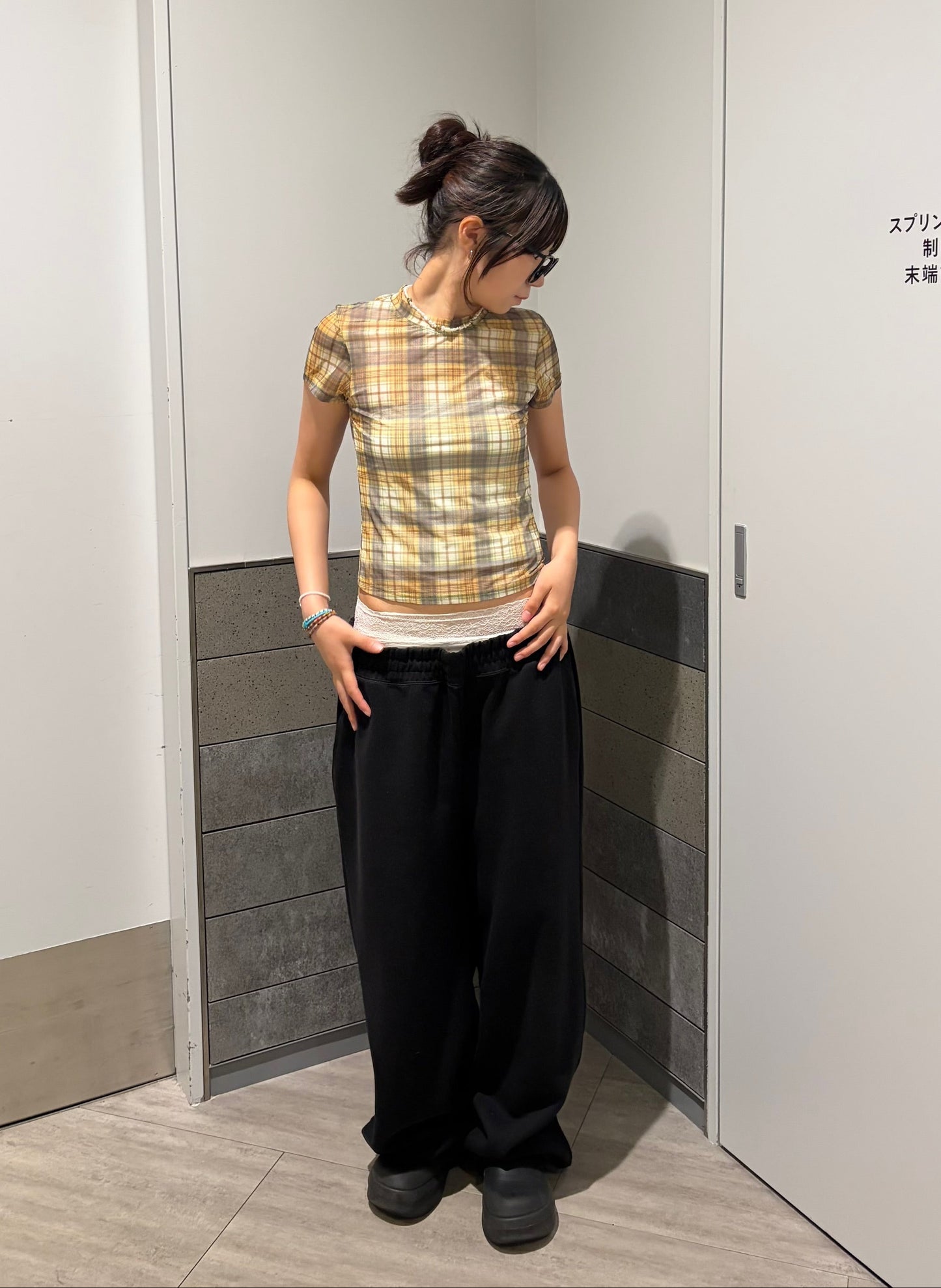 イエローチェックシアーカットソー DPB92168