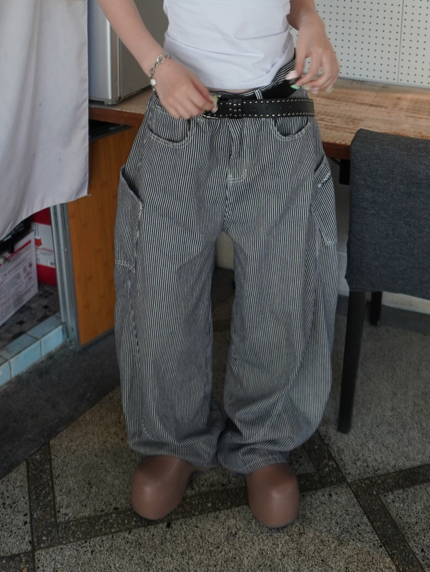 ストライプワイドデニムパンツ DPB85100