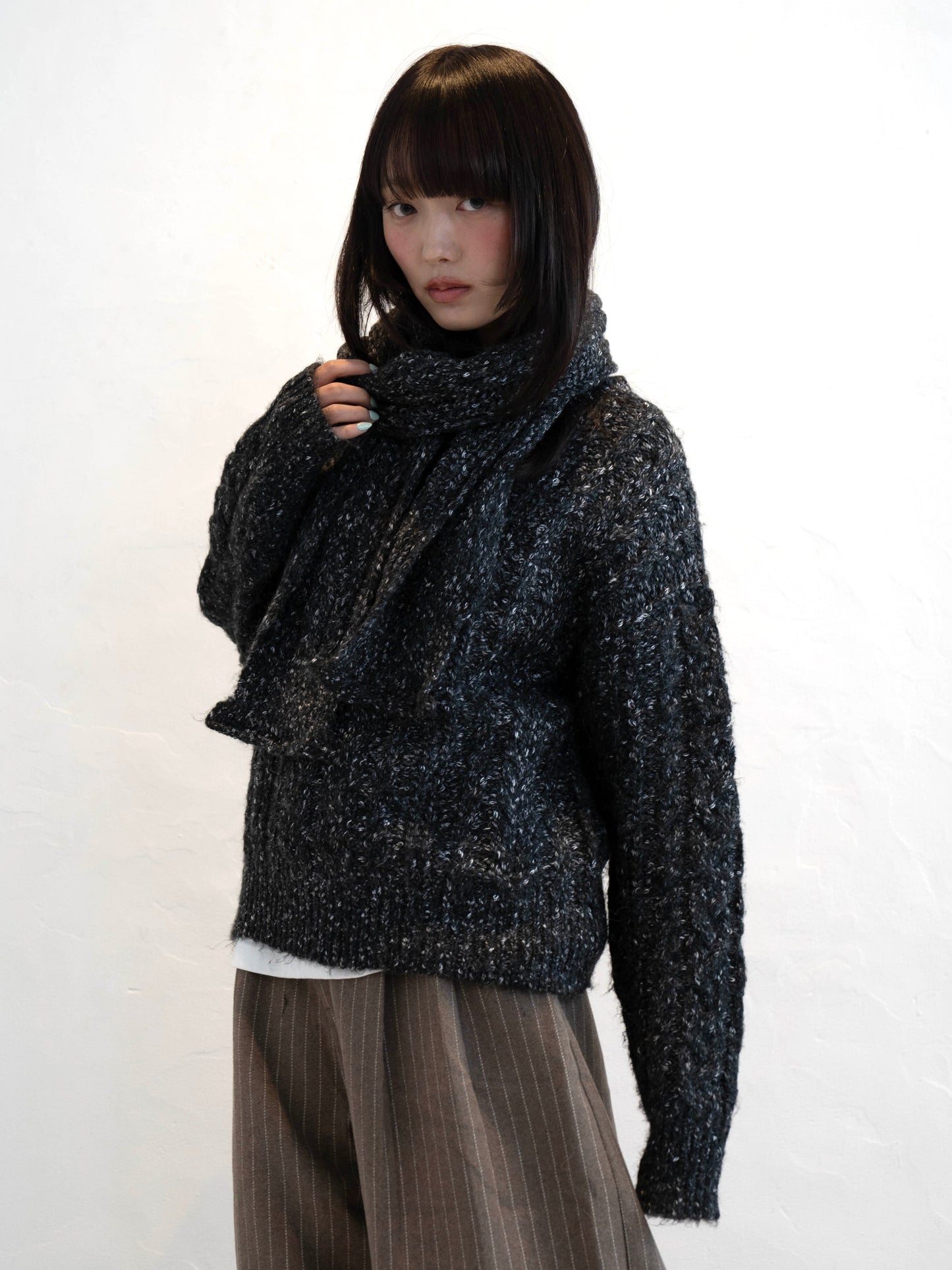 マフラー付きマーブルニット DPC02002