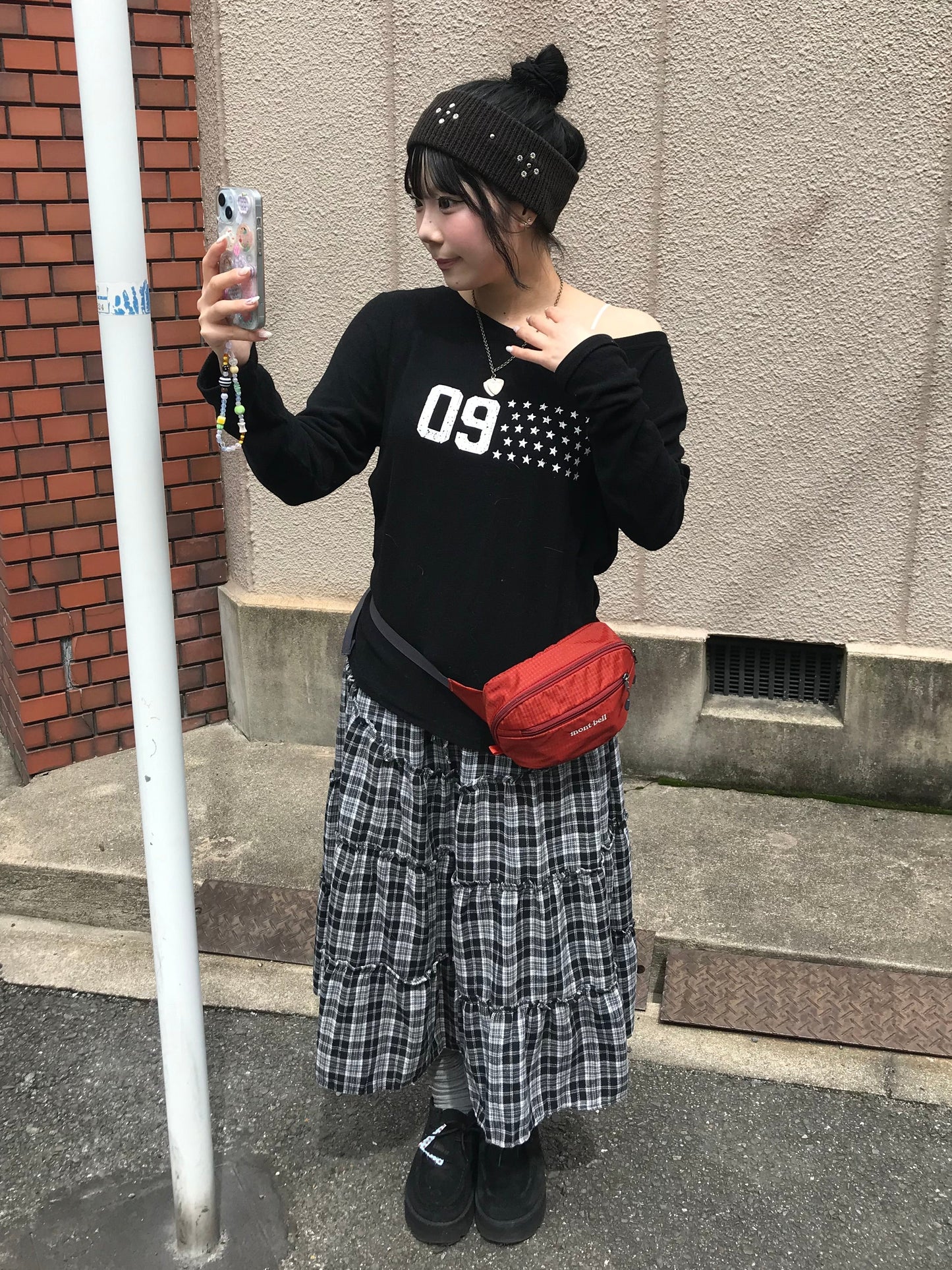 ロングチェックフリルスカート DPB89256