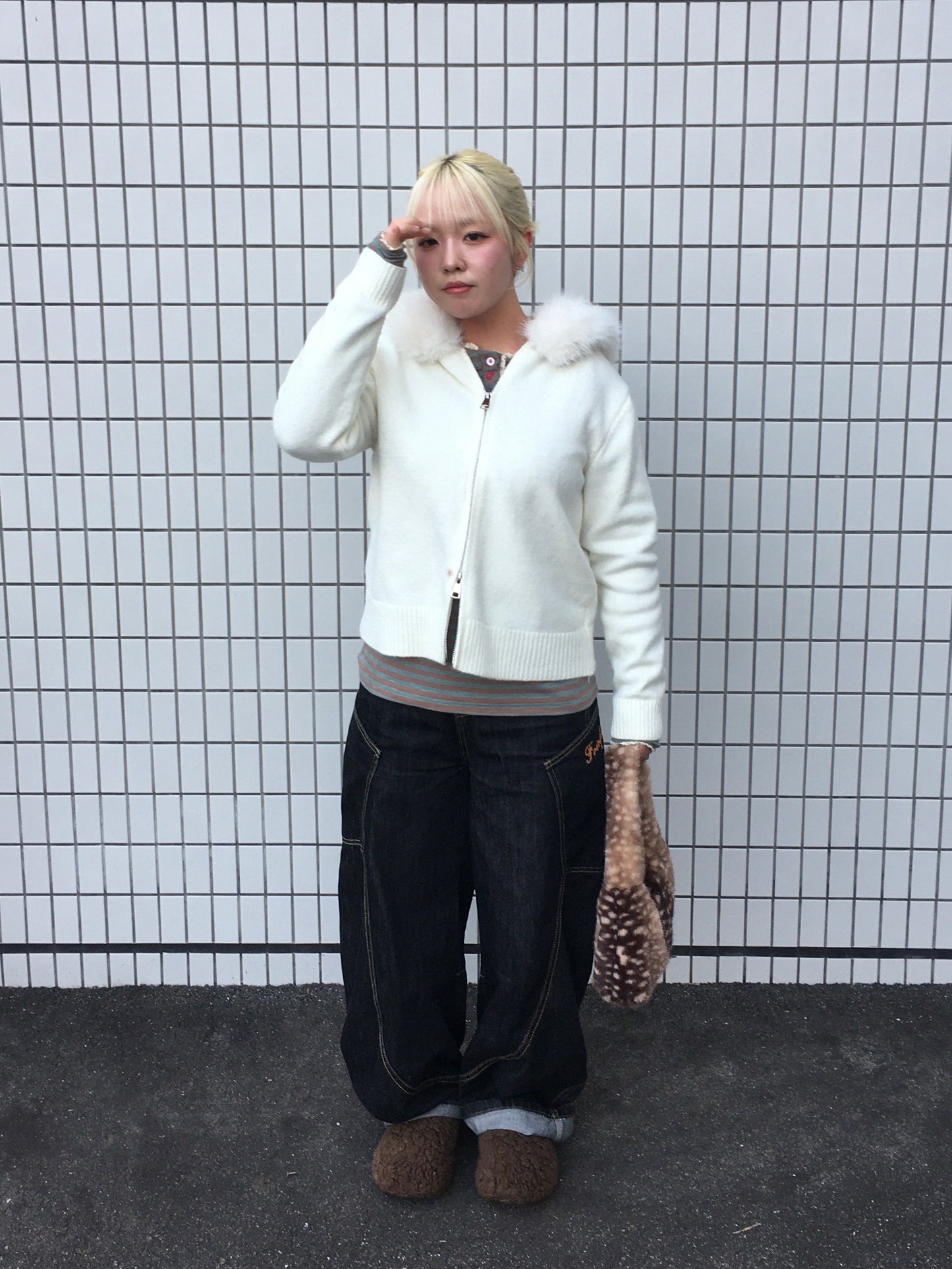 ファーフードニットパーカー DPB97066