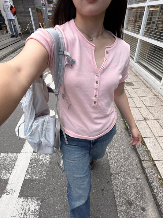 リブヘンリーネックTシャツ DPB78295