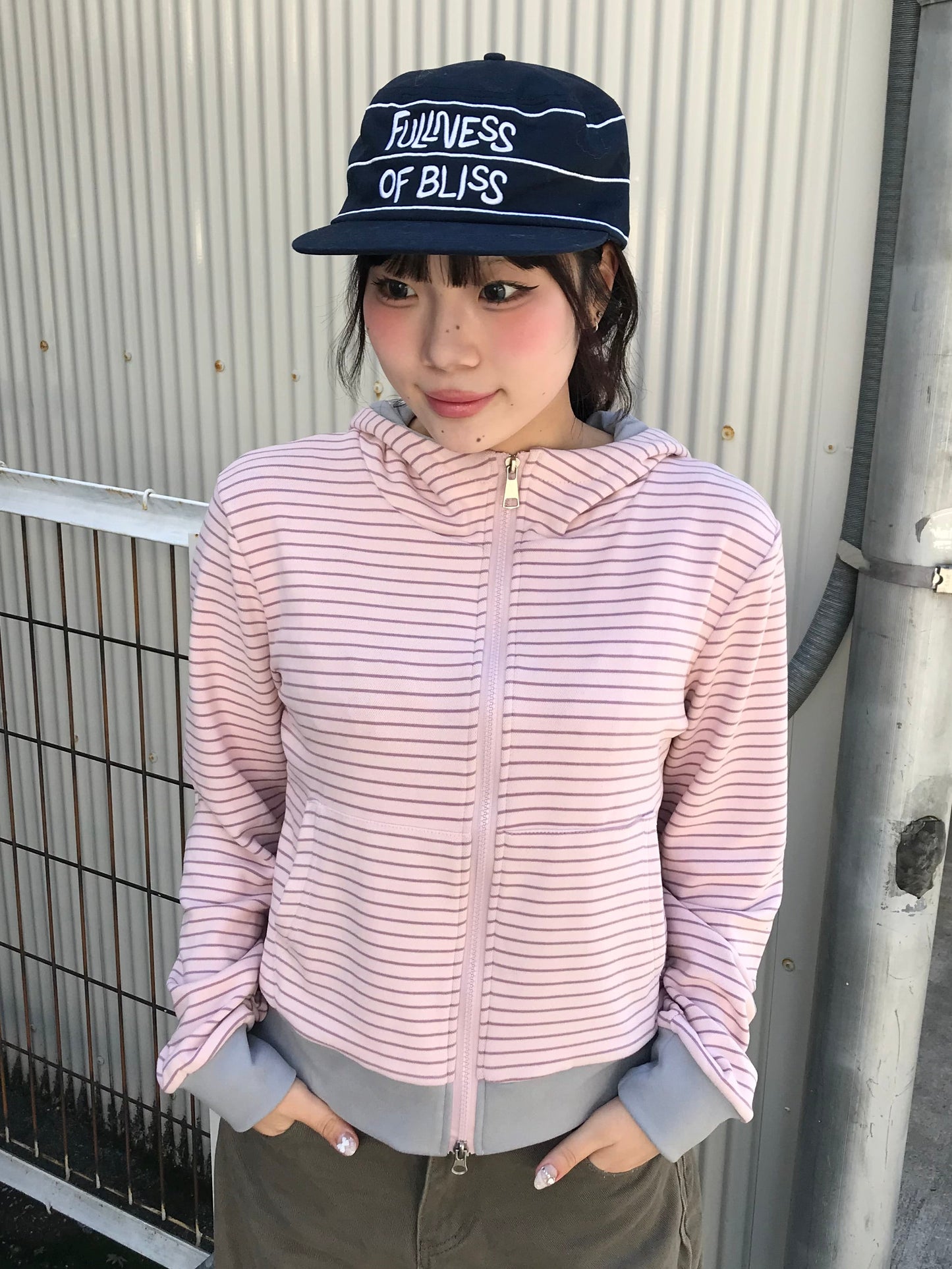 ボーダーピンクジップパーカー DPB89191