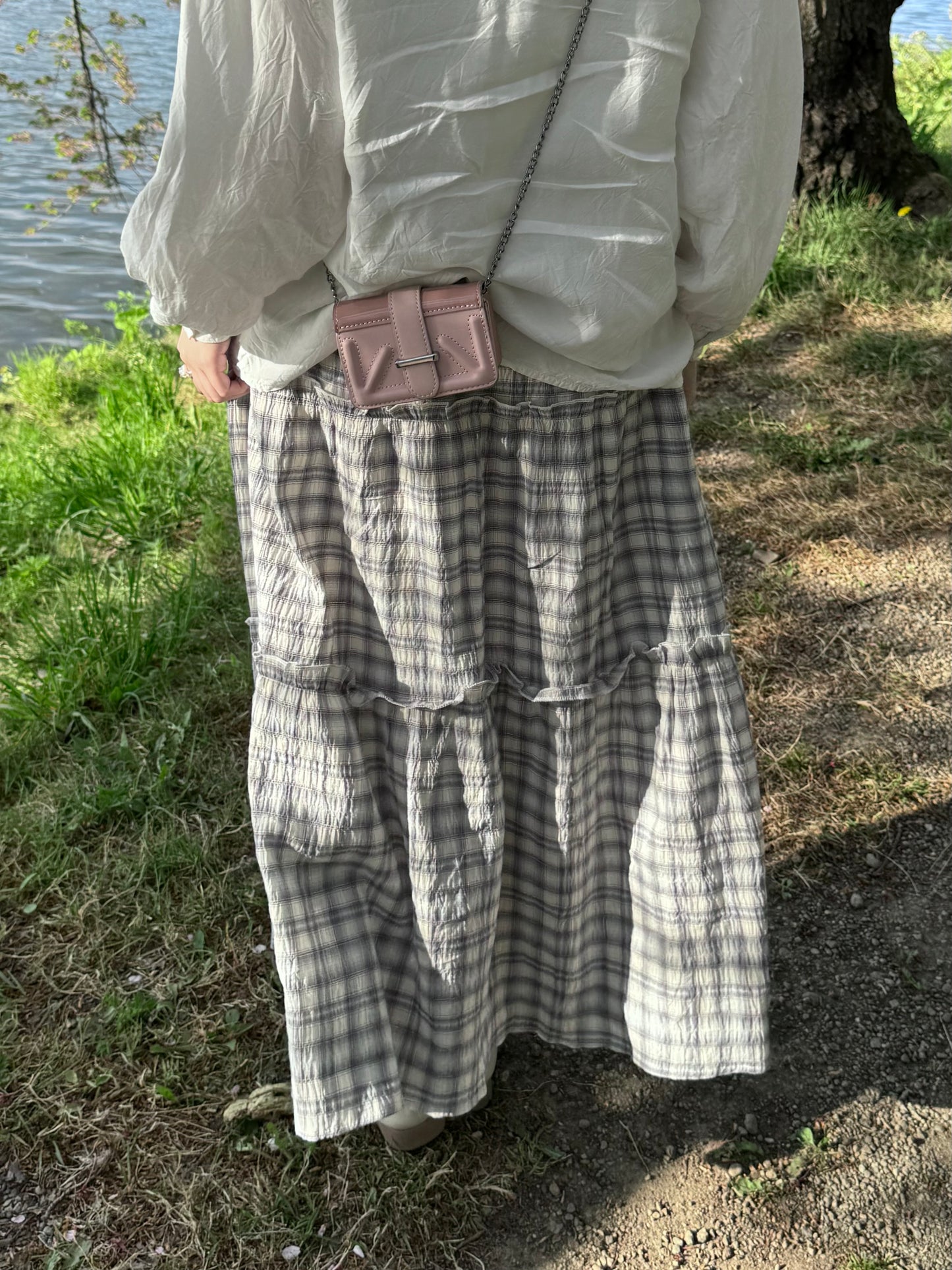 シフォンチェックフリルスカート DPC03051