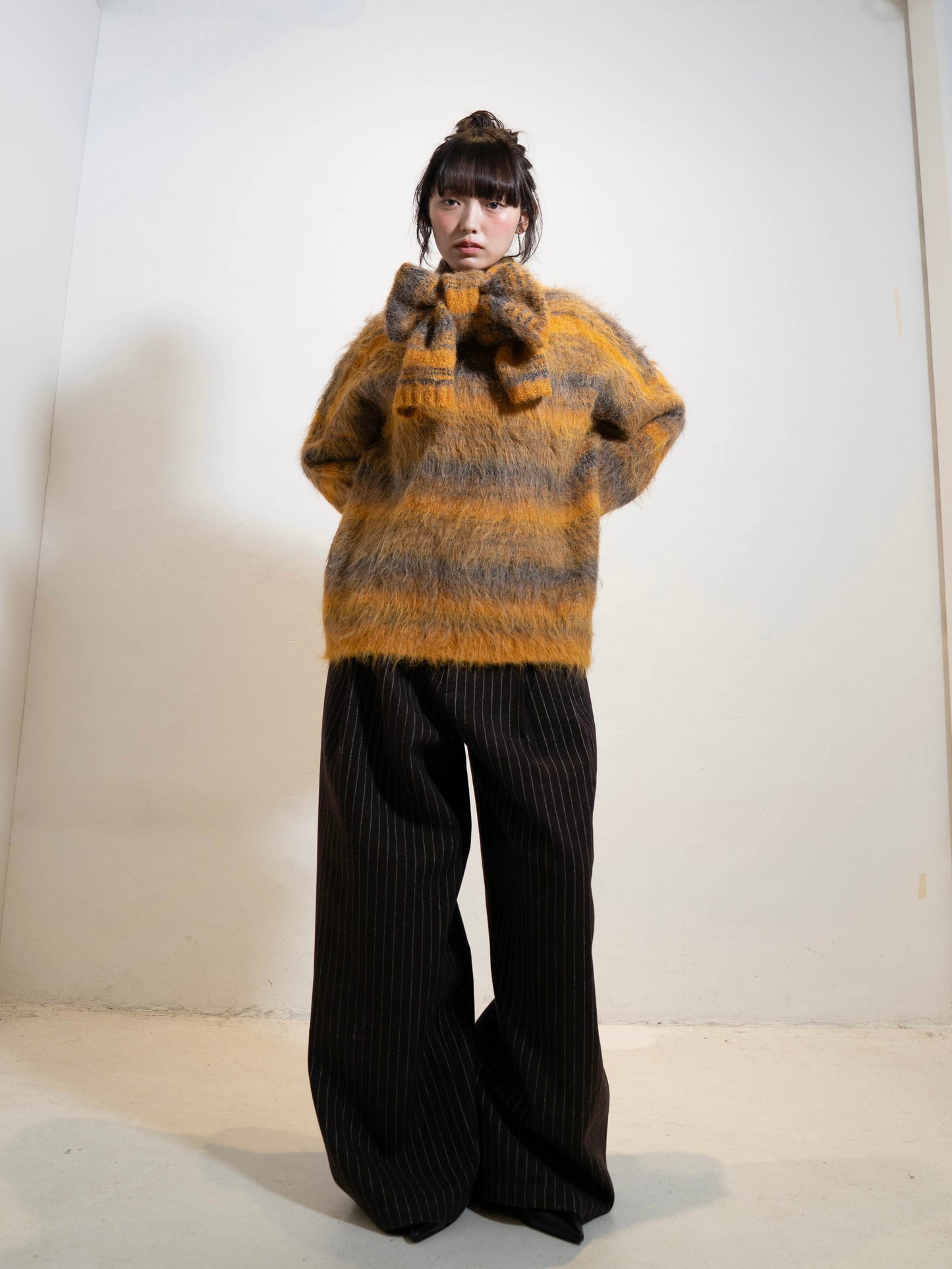 リボンマフラーボーダーニット DPC02005