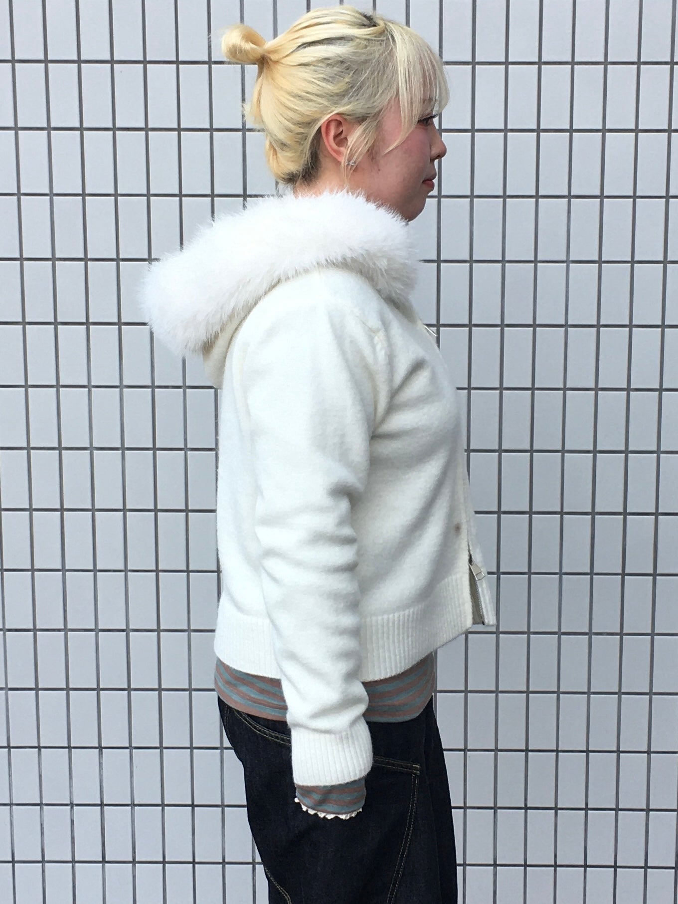 ファーフードニットパーカー DPB97066