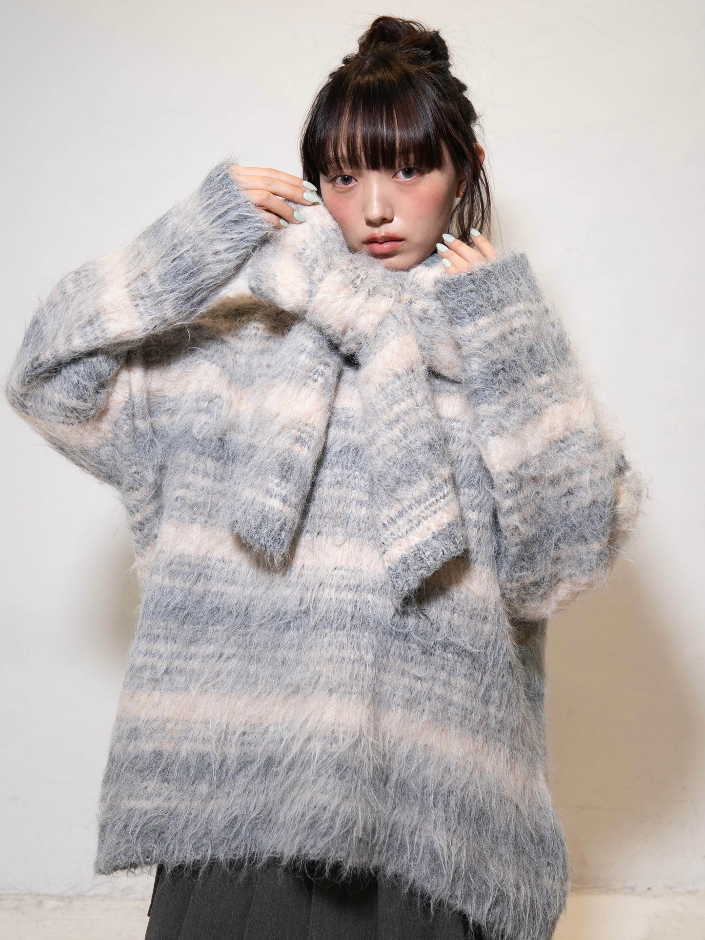 リボンマフラーボーダーニット DPC02005