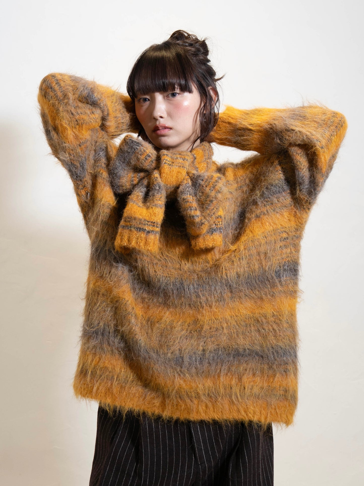 リボンマフラーボーダーニット DPC02005