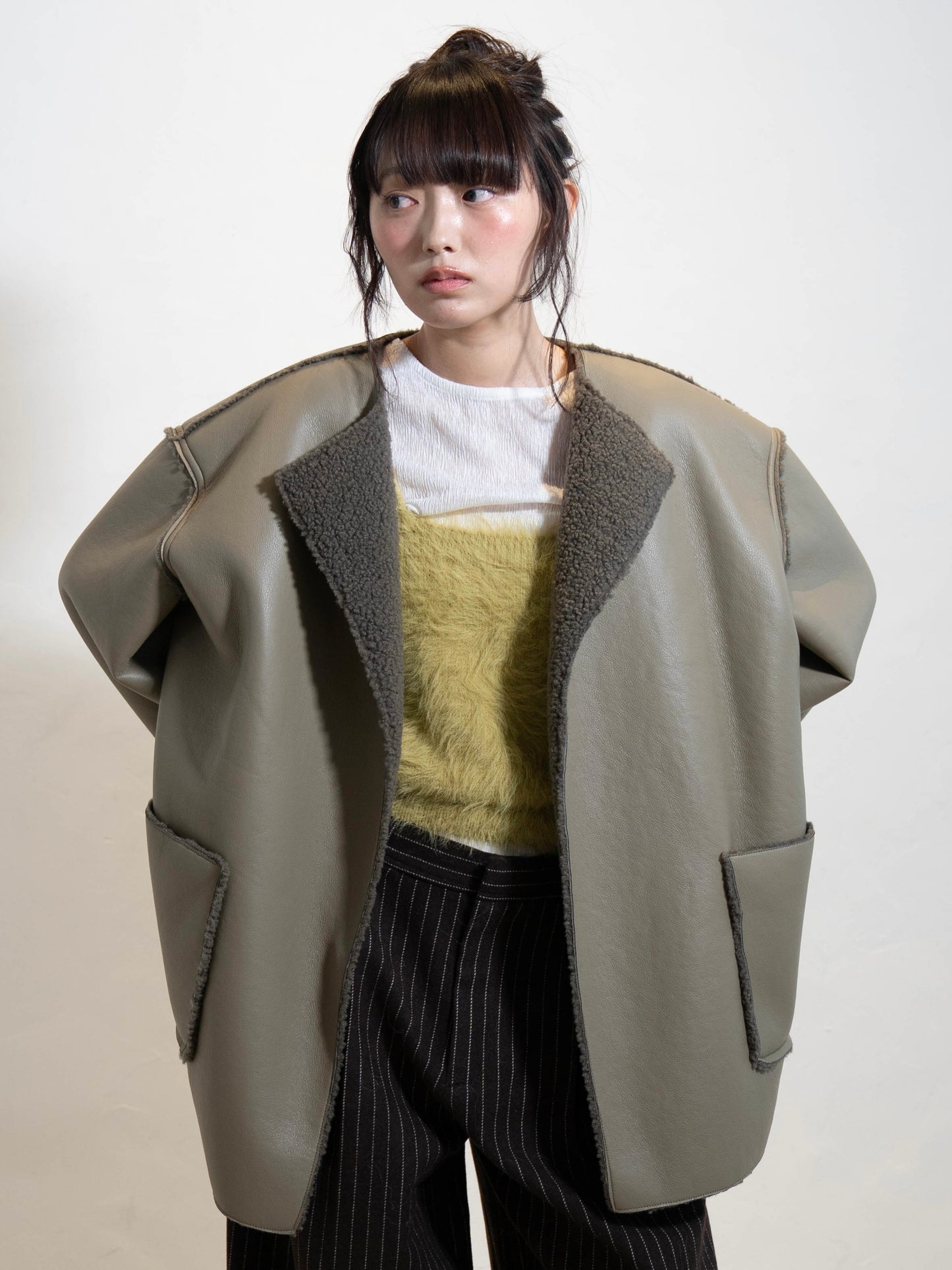 ポイントボアフェイクレザージャケット DPC02010