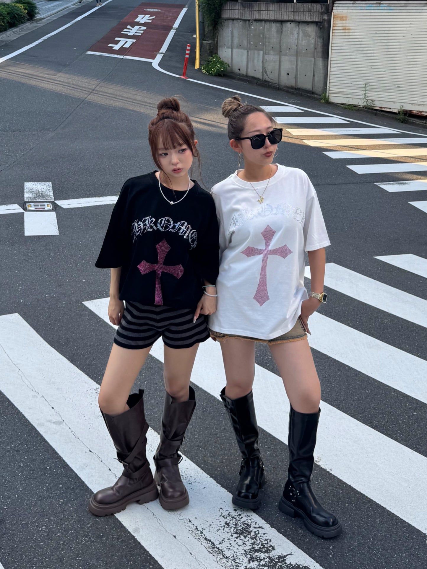 【即納】クロスストーンオーバーサイズTシャツ DPB73666S