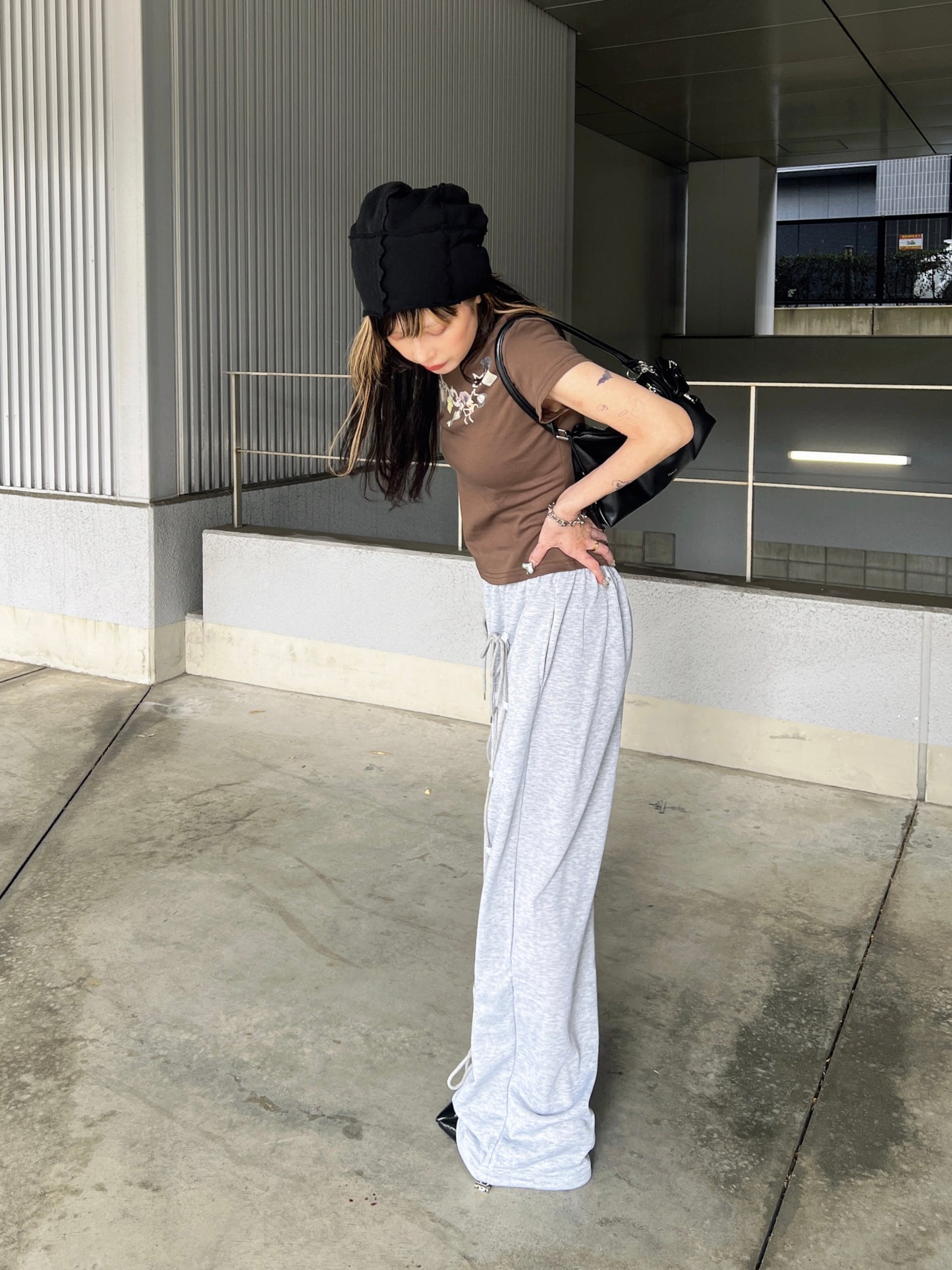レースアップスウェットワイドパンツ DPB79192