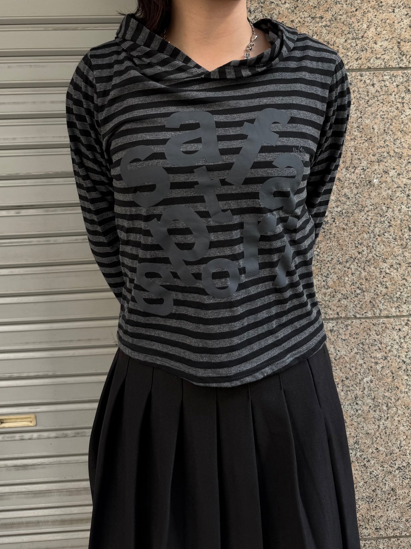 ストライプロゴフーディーカットソー DPB93003