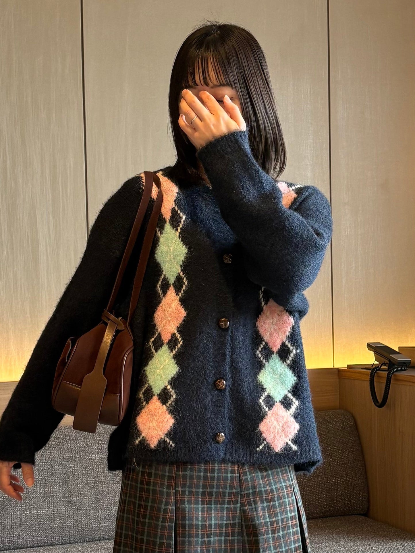 アーガイルボタンカーディガン DPB99056