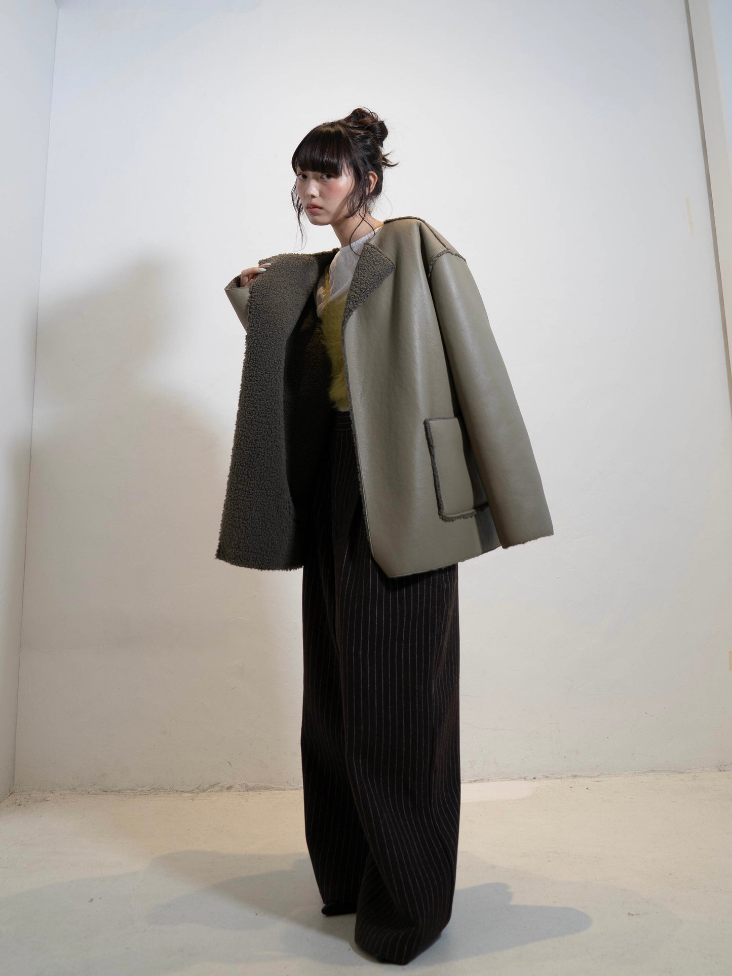 ポイントボアフェイクレザージャケット DPC02010