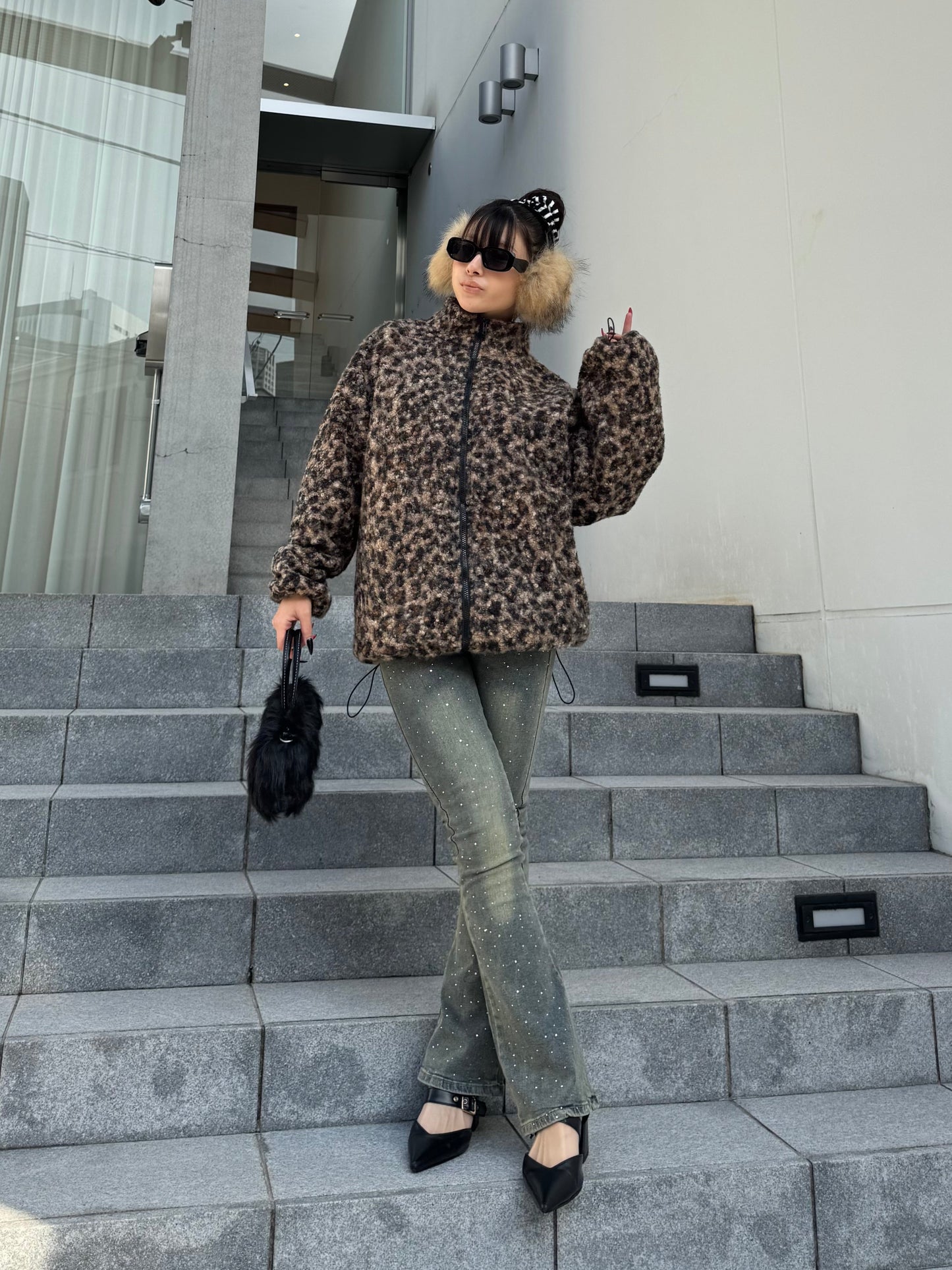 レオパードボアジップジャケット DPB86166