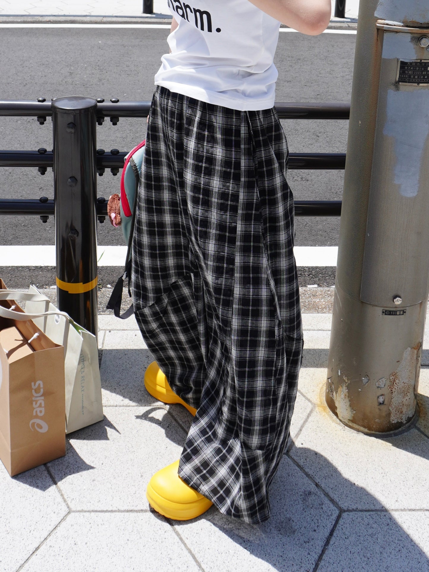 切替デザインチェックワイドパンツ DPB85215