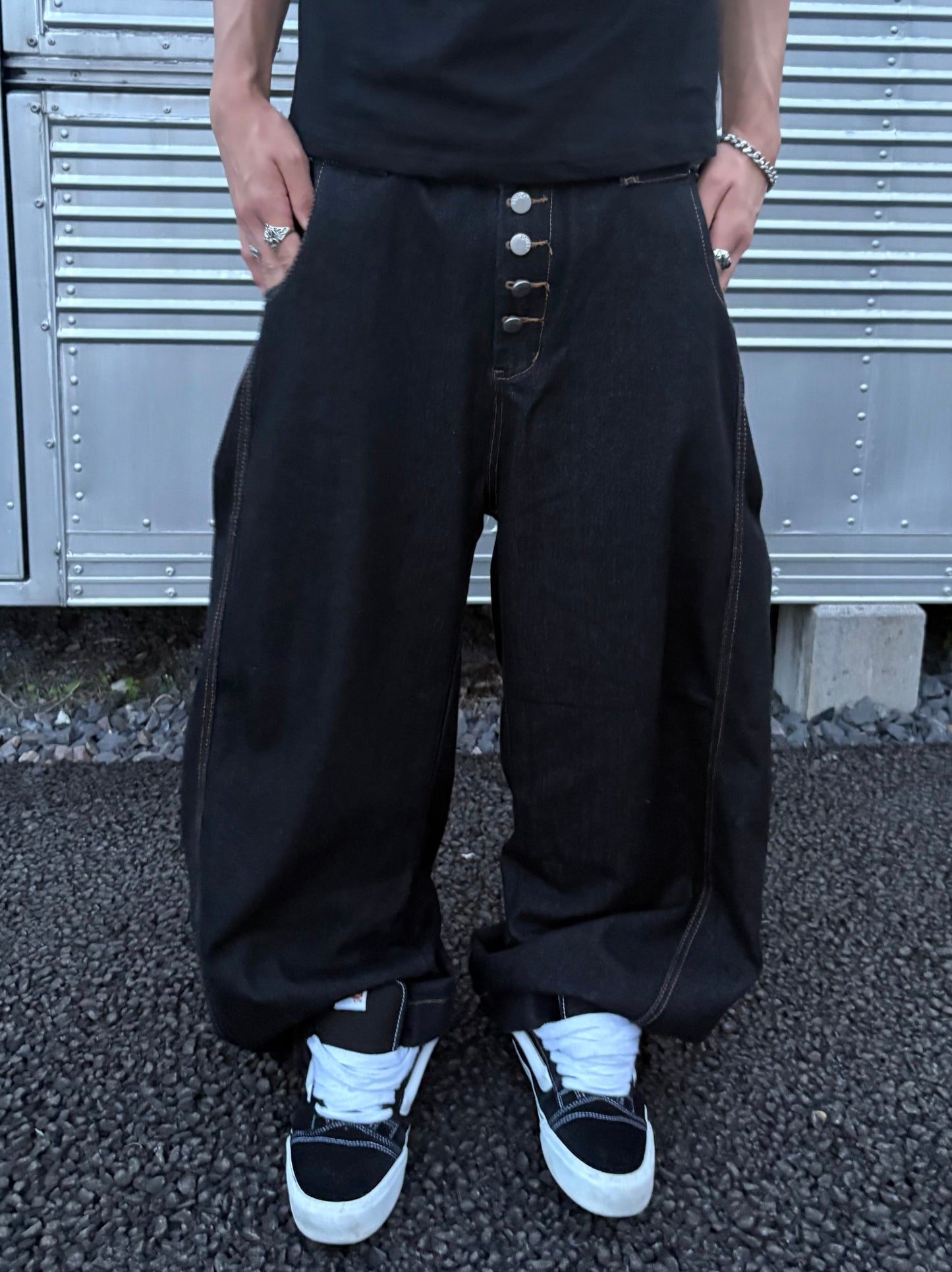ボタンフライワイドデニムパンツ DPC10040