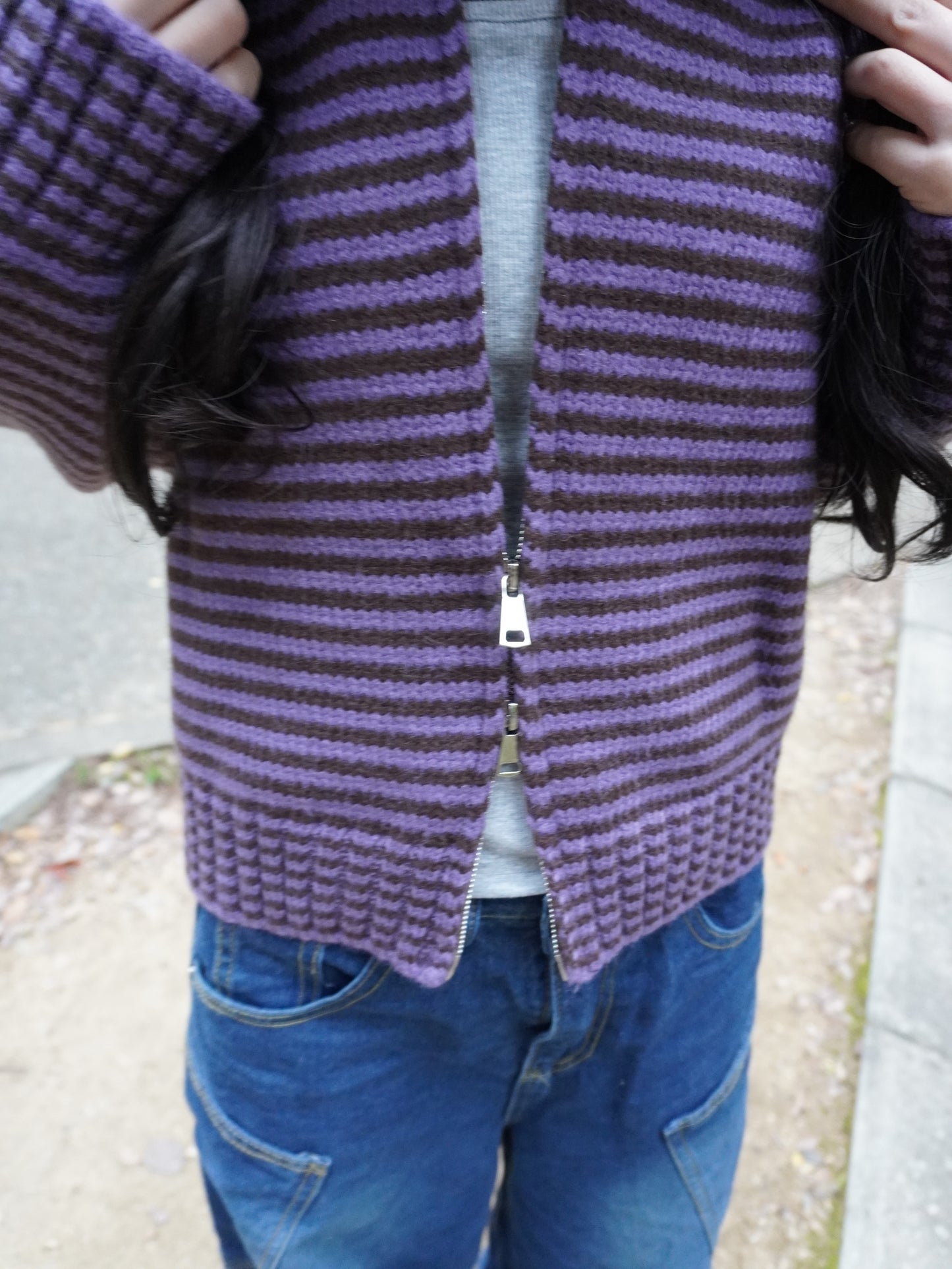 ボーダーニットダブルジップパーカー DPB85367