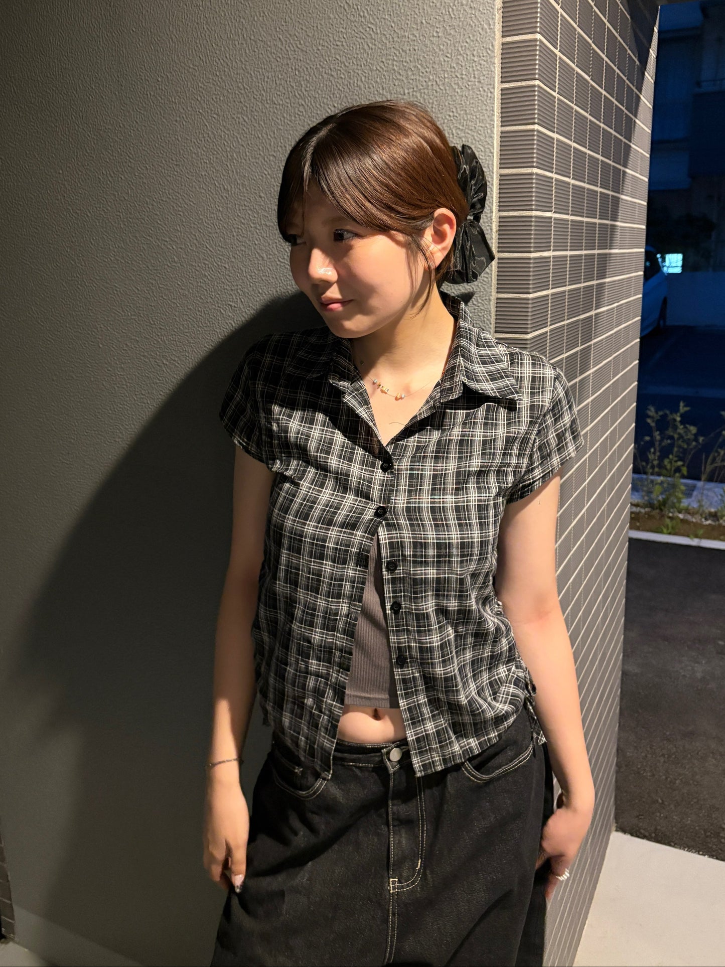 ドローストリングショートチェックシャツ DPC08050