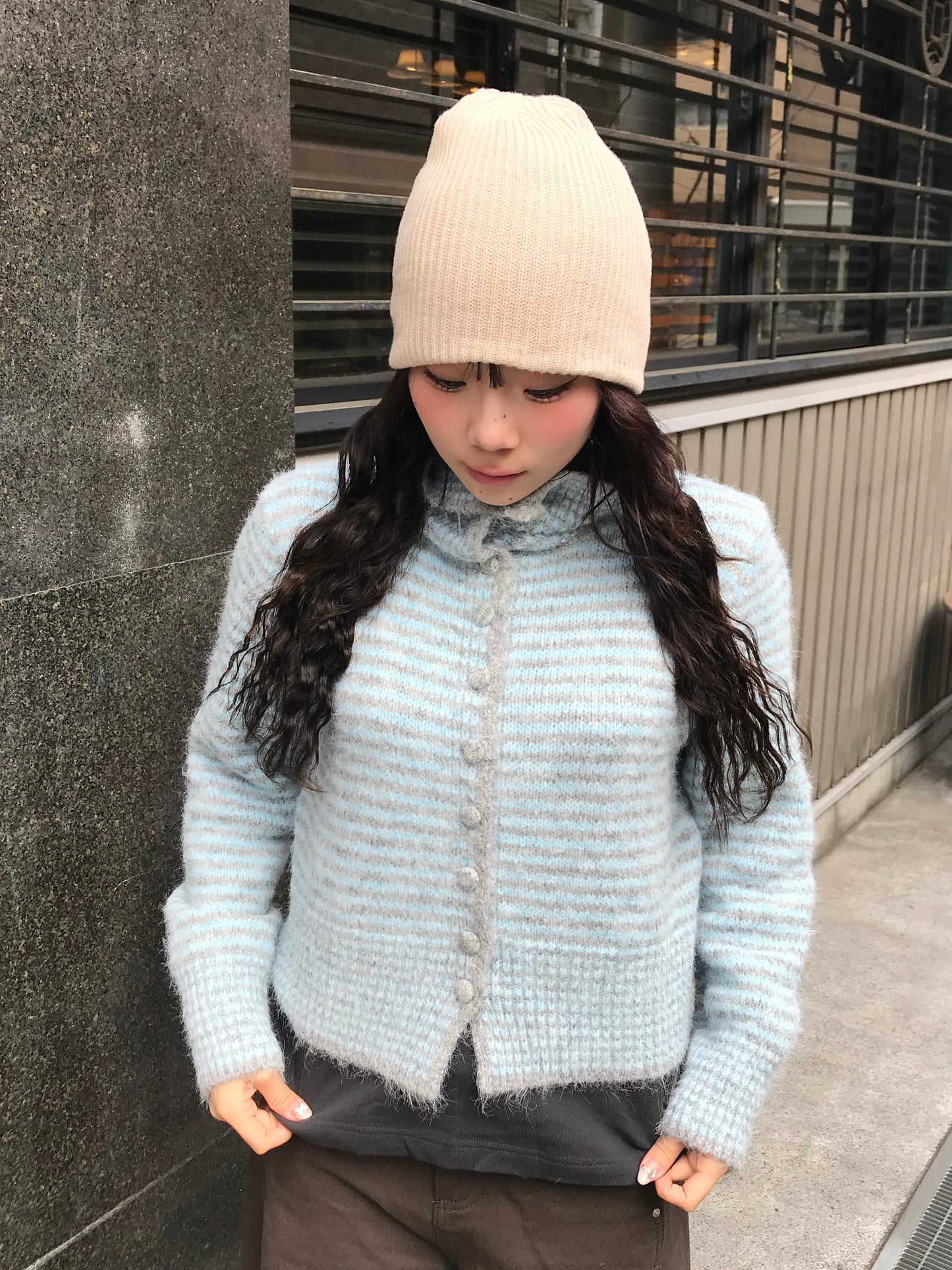 ニットボーダーポロトップス DPB89188