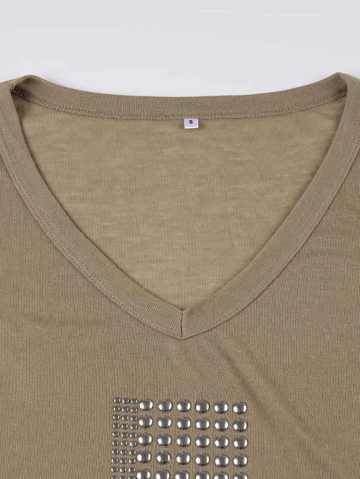 スタッズワイドネックTシャツ DPB71749
