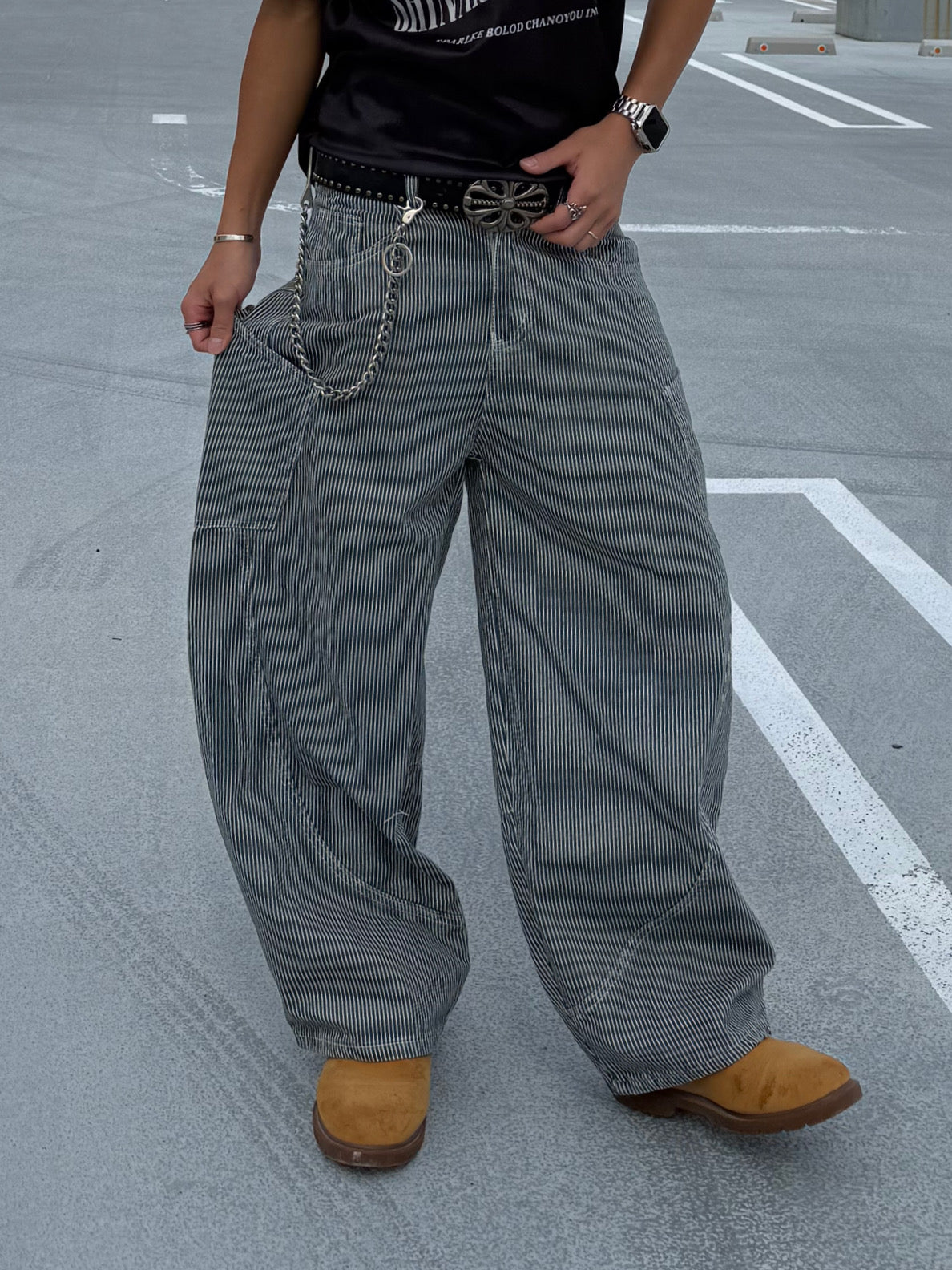 ストライプワイドデニムパンツ DPB90083
