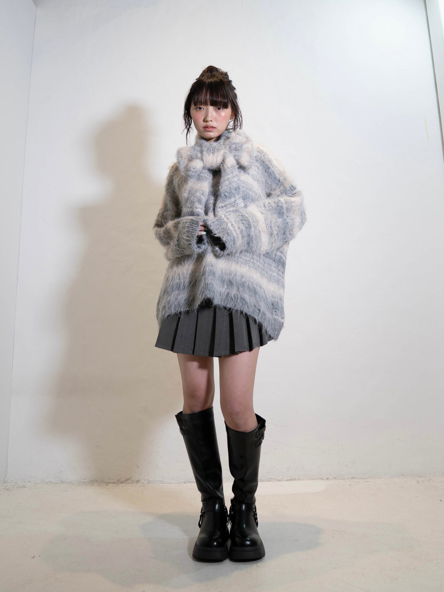 リボンマフラーボーダーニット DPC02005