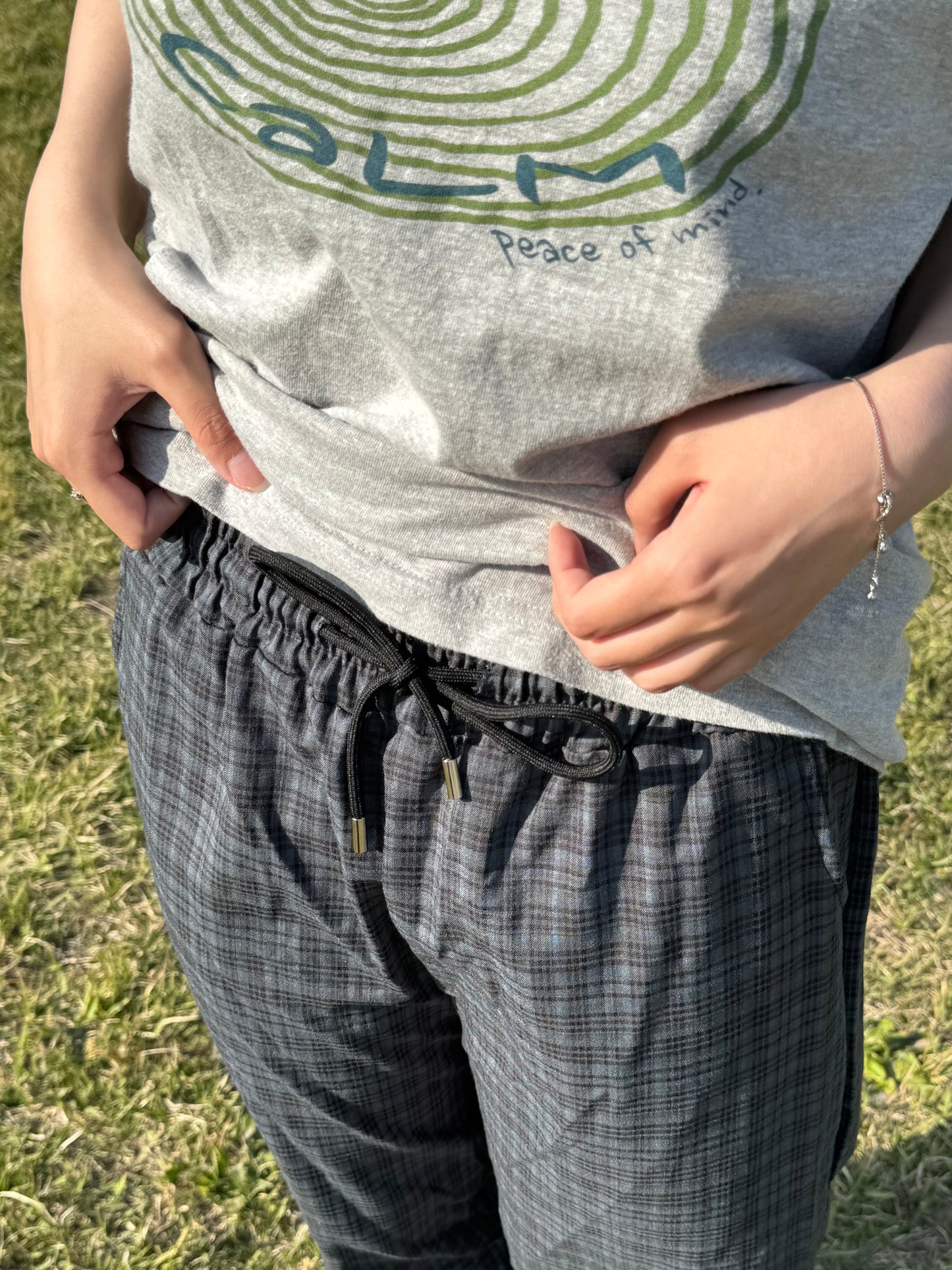 ナイロンチェックパンツ DPC03042