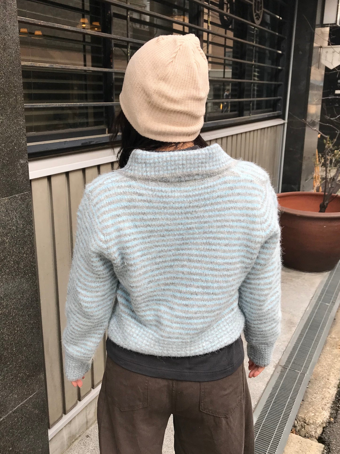 ニットボーダーポロトップス DPB89188