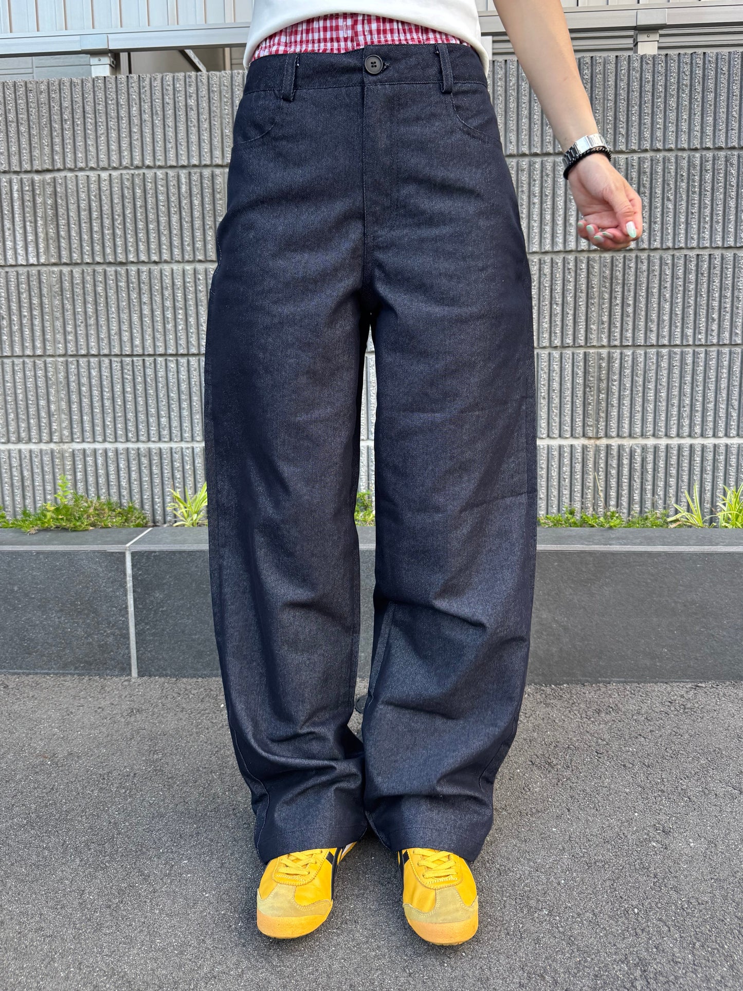 バックポケットステッチワイドデニムパンツ DPC07024
